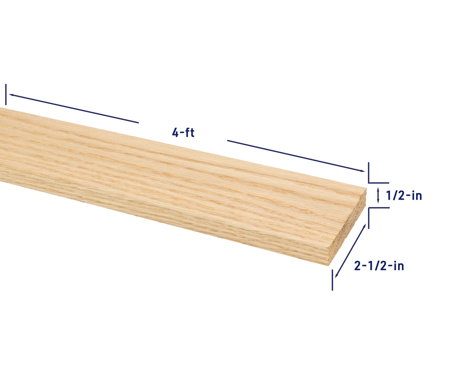 slide 4 of 6, RELIABILT 1/2-in x 3-in x 4-ft Unfinished FAS Better S4S Red oak Common Hardwood Board, 1 ct