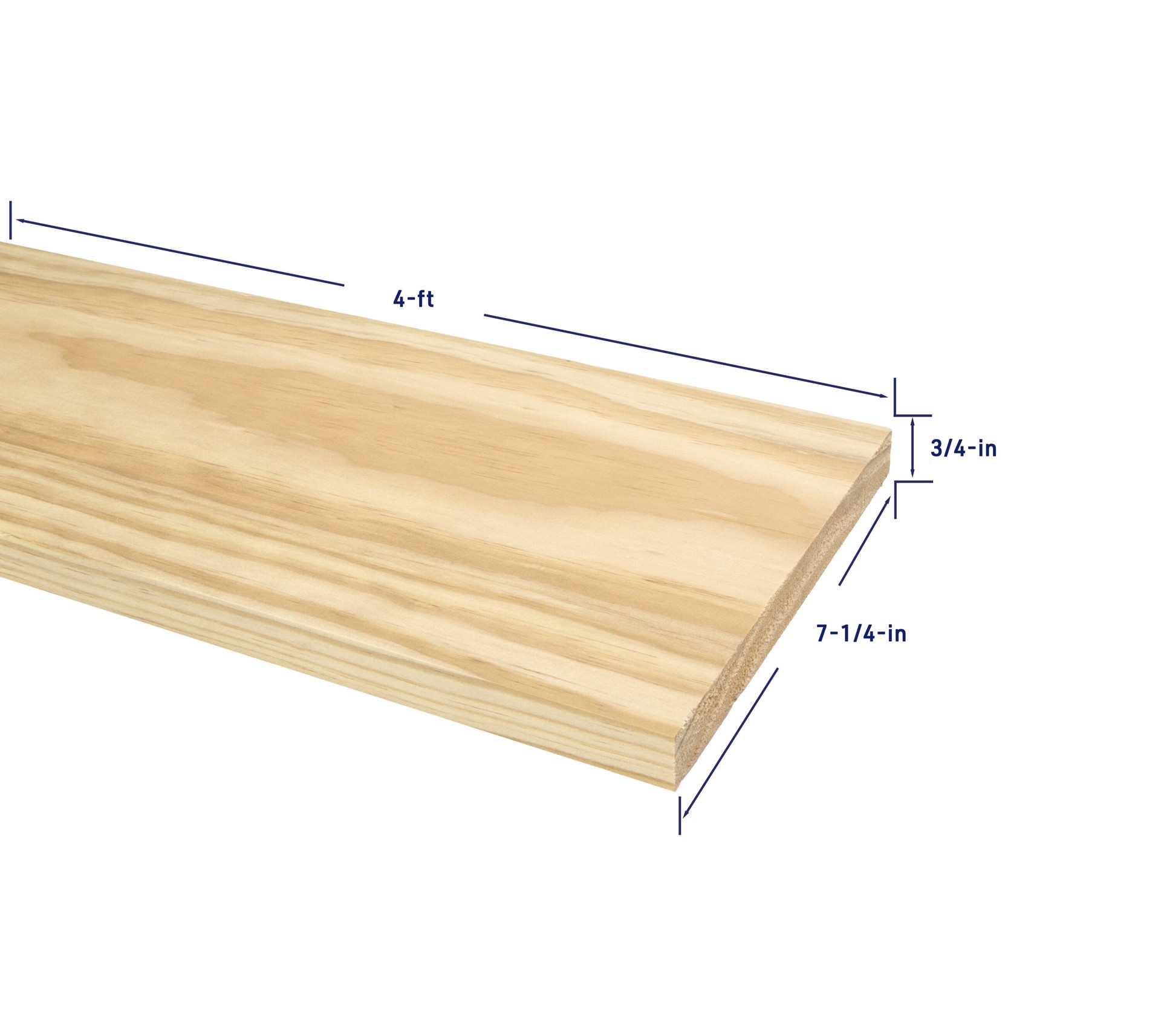 slide 4 of 6, RELIABILT 1-in x 8-in x 4-ft Unfinished Clear S4S Radiata pine Common Softwood Board, 1 ct