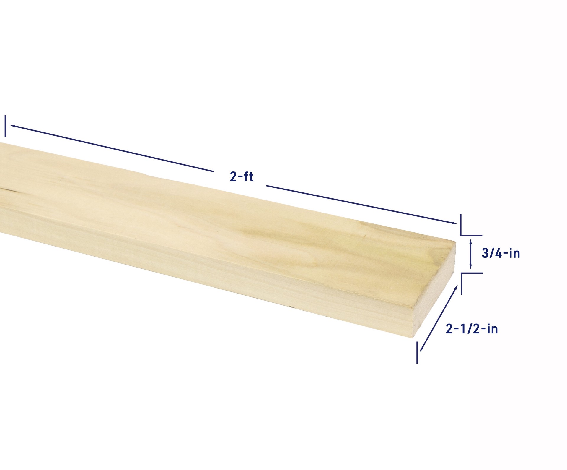 slide 4 of 6, RELIABILT 1-in x 3-in x 2-ft Unfinished FAS Better S4S Poplar Common Hardwood Board, 1 ct