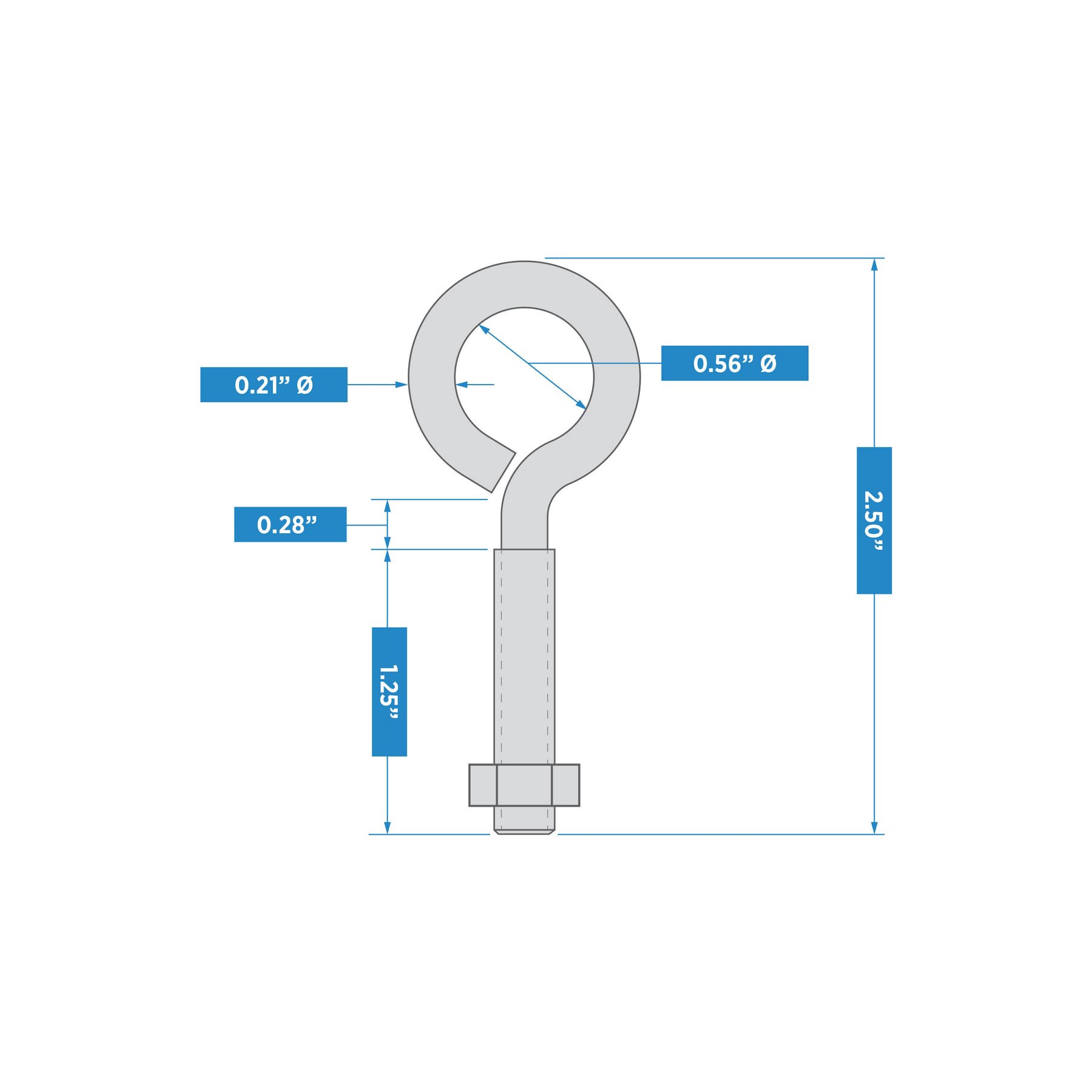 slide 5 of 5, National Hardware 1/4-in 1/4-in x 2-1/2-in Zinc-plated Interior/Exterior Fine Thread Eye Bolt, 1 ct