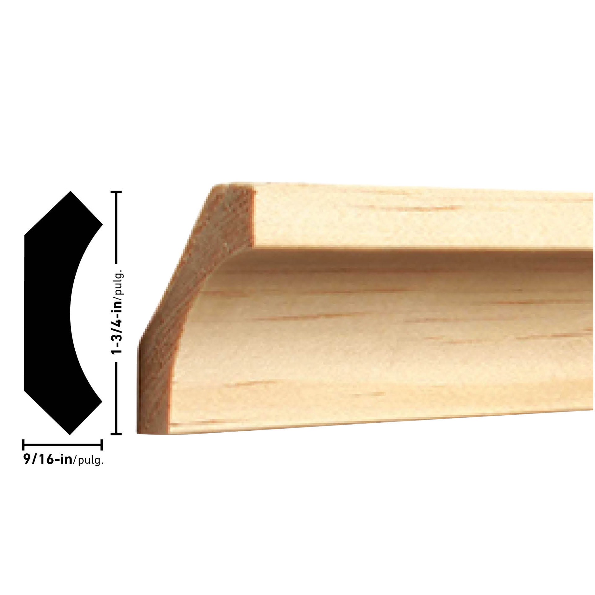 slide 6 of 6, RELIABILT Craftsman 1-3/4-in x 12-ft Unfinished Pine 85 Cove Moulding, 1 ct