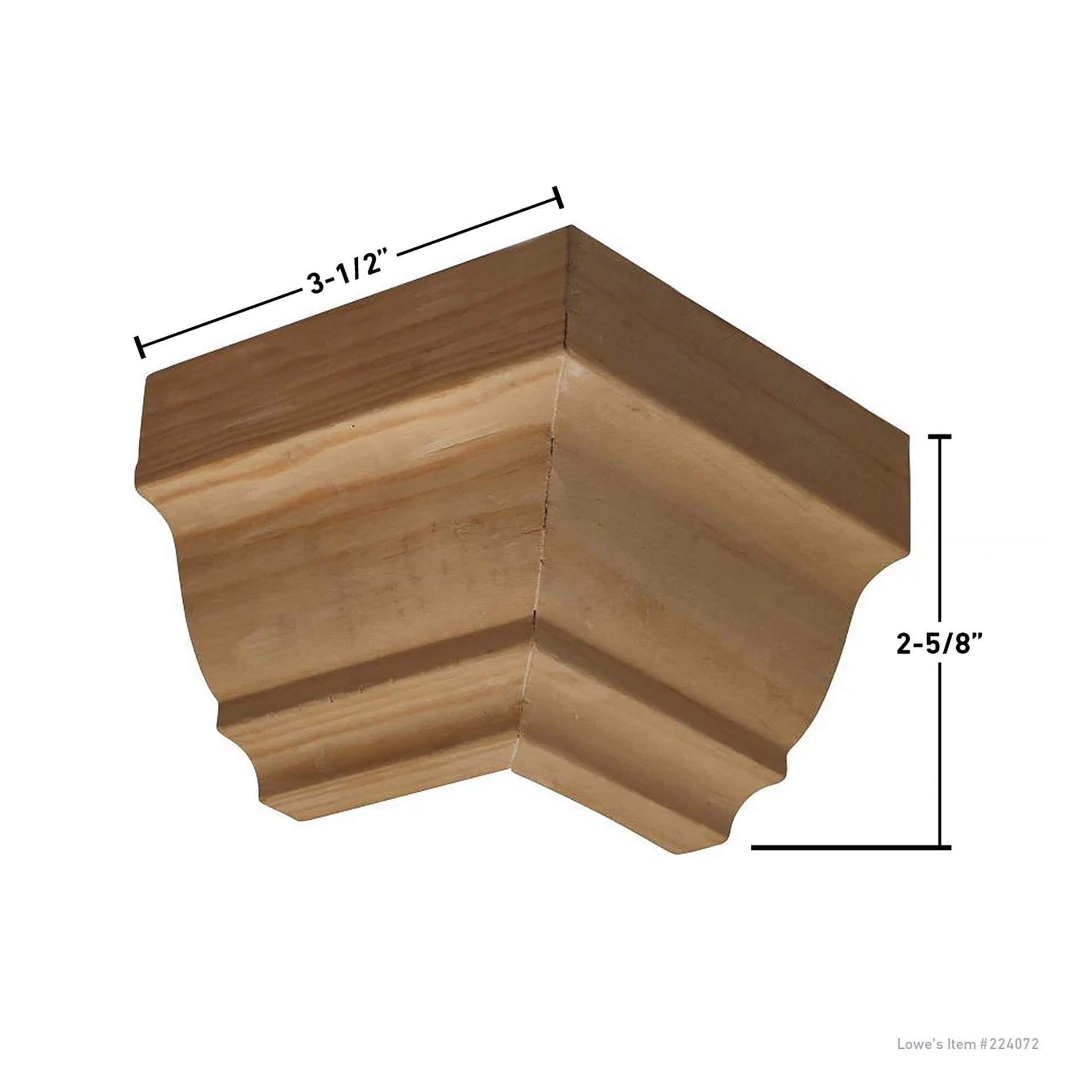 slide 5 of 6, RELIABILT 2-5/8-in x 9/16-in Interior Unfinished Colonial 52 Outside corner Crown Moulding Block, 1 ct