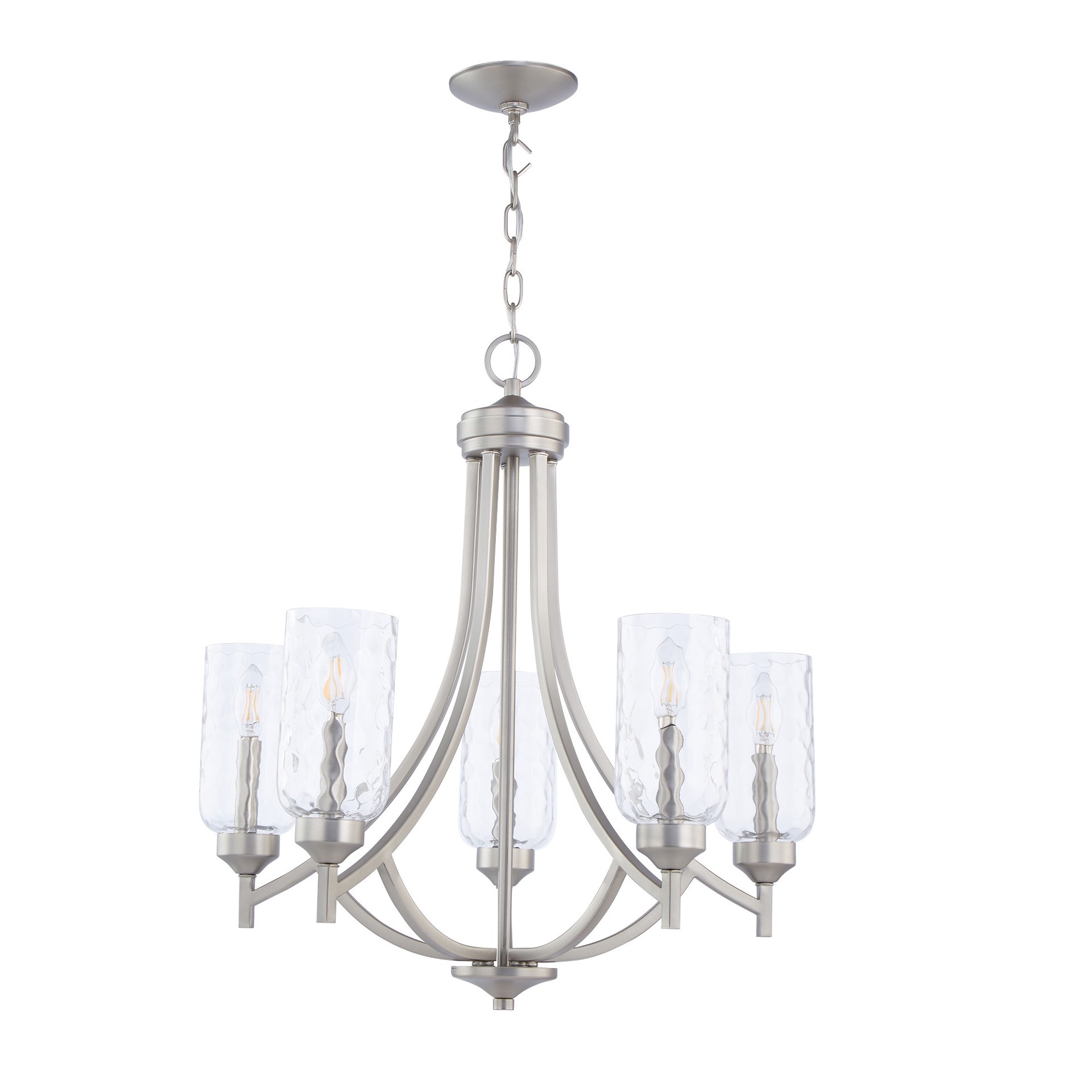 slide 2 of 6, allen + roth Latchbury 5 -Light Brushed Nickel Transitional For Use in Bedrooms, Dining Rooms, Foyers, Kitchens, Living Rooms Chandelier, 1 ct