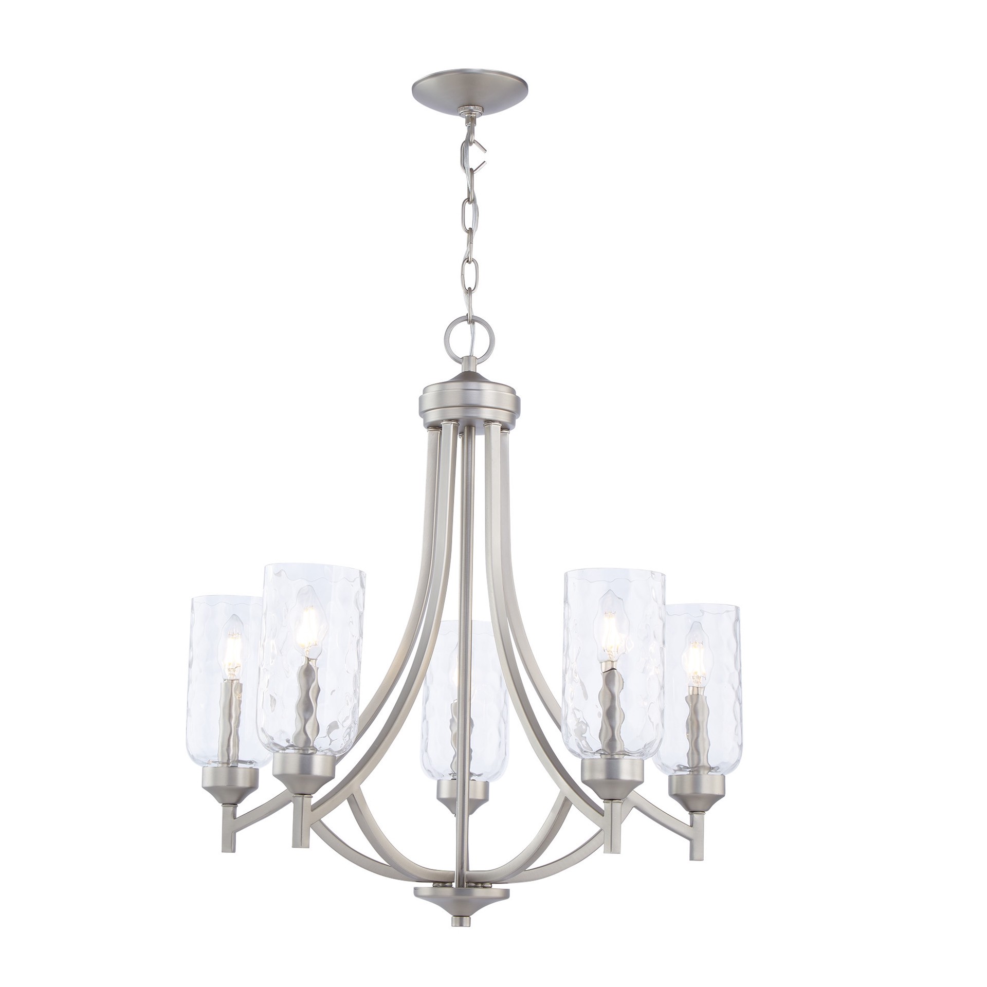 slide 3 of 6, allen + roth Latchbury 5 -Light Brushed Nickel Transitional For Use in Bedrooms, Dining Rooms, Foyers, Kitchens, Living Rooms Chandelier, 1 ct