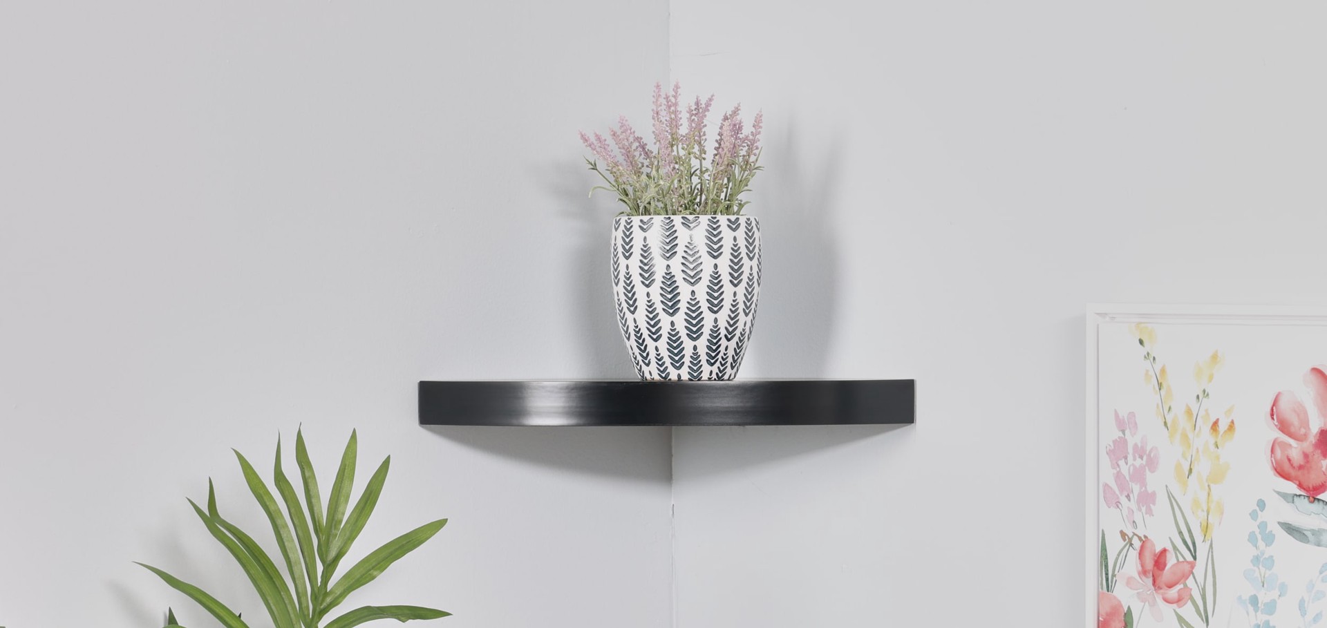 slide 4 of 6, Origin 21 11.42-in L x 11.42-in D x 1.5-in H Black Corner Circle Floating Shelf, 1 ct