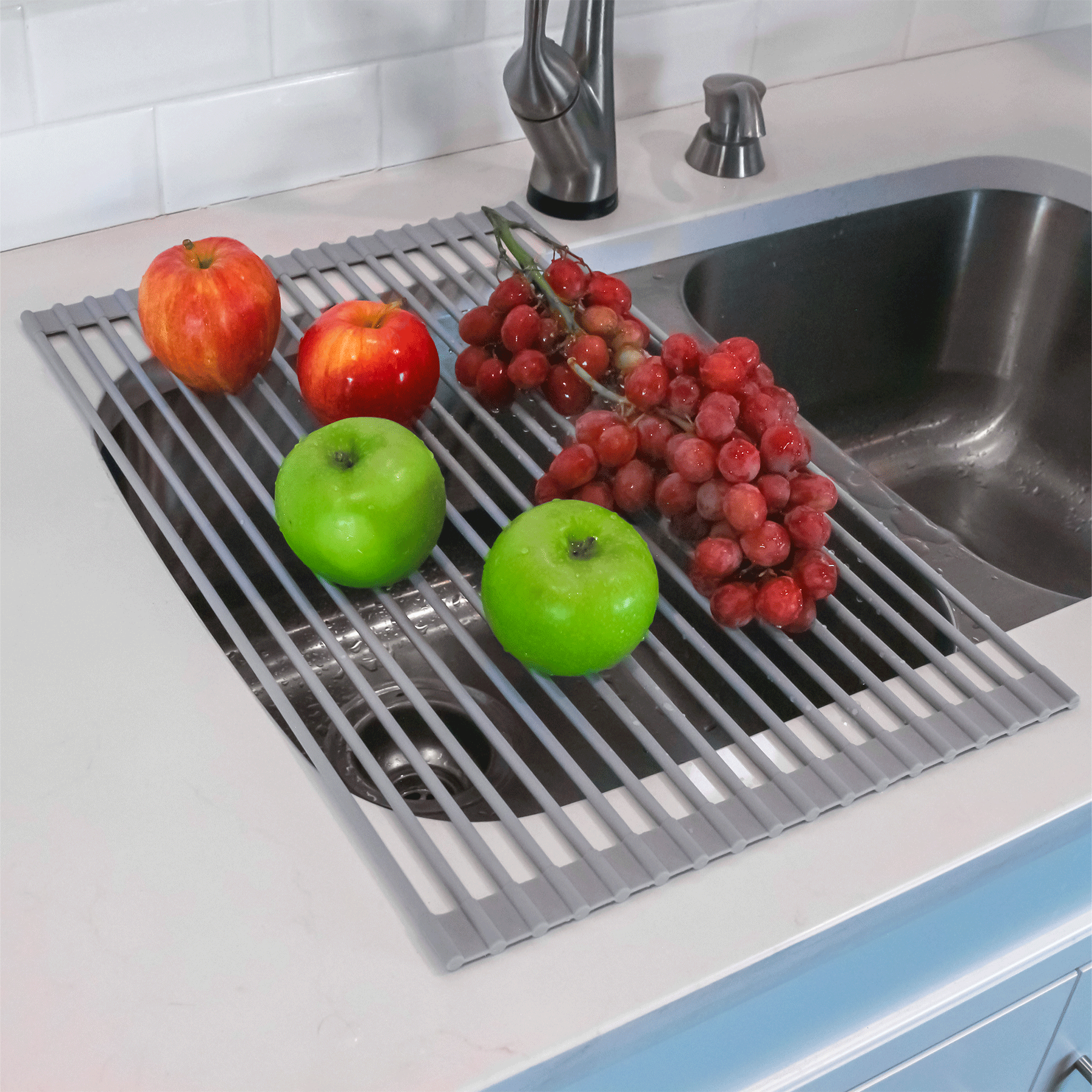 slide 4 of 5, Style Selections 13-in W x 20.5-in L x 0.25-in H Stainless steel Dish rack, 1 ct