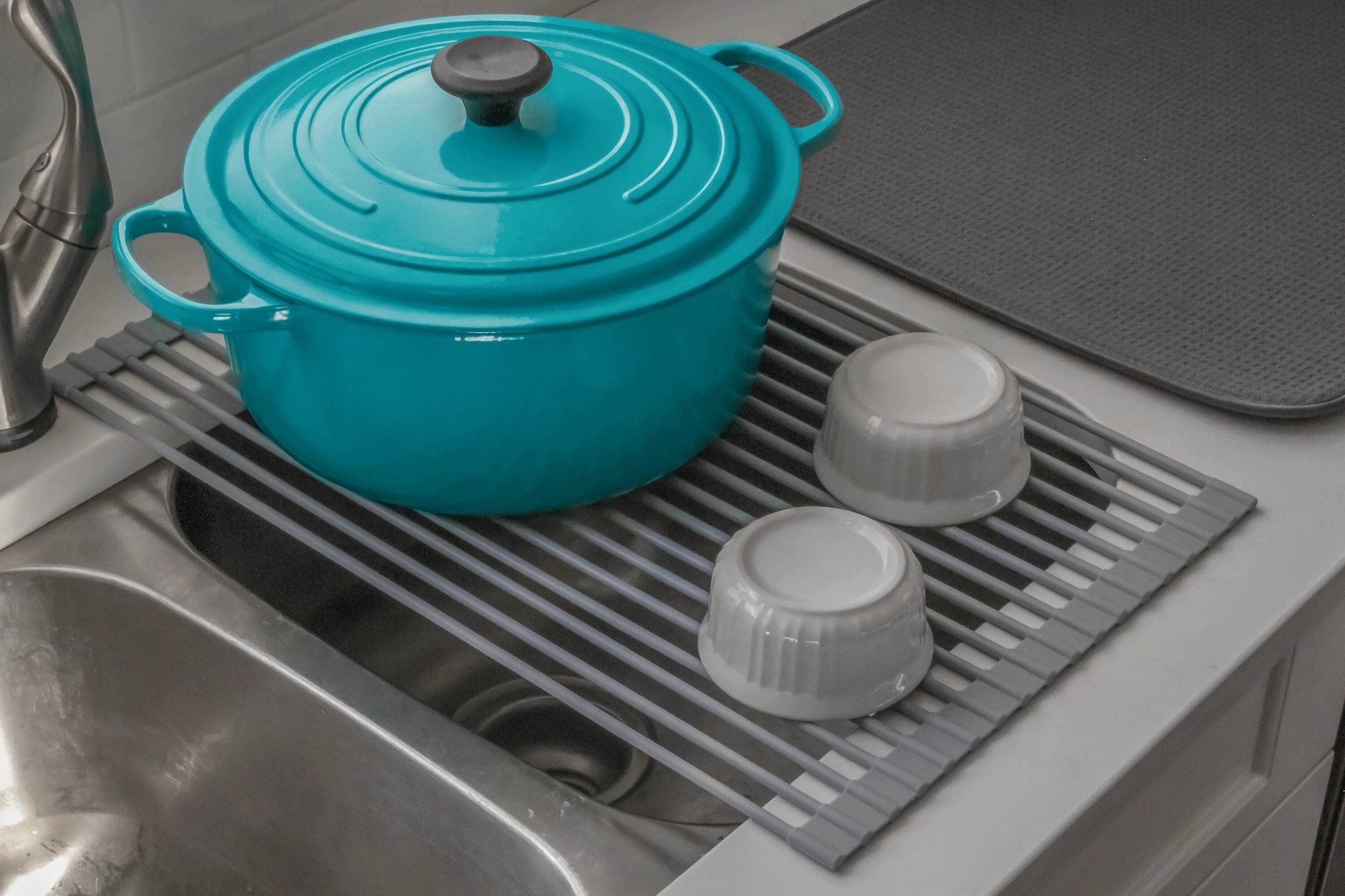 slide 5 of 5, Style Selections 13-in W x 20.5-in L x 0.25-in H Stainless steel Dish rack, 1 ct