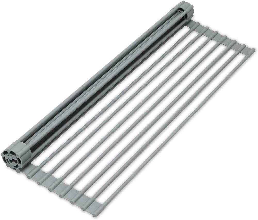 slide 1 of 5, Style Selections 13-in W x 20.5-in L x 0.25-in H Stainless steel Dish rack, 1 ct