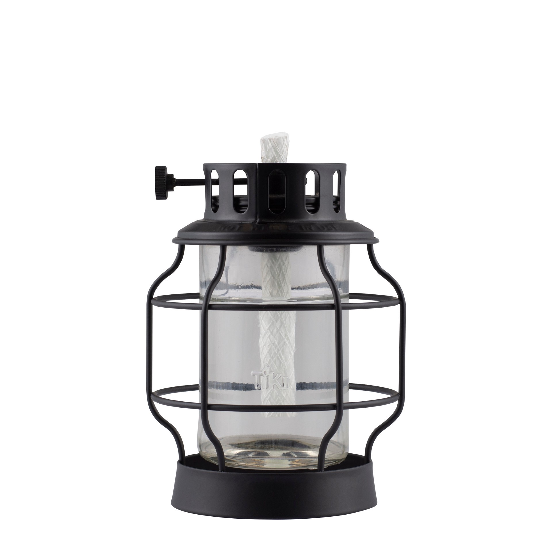 slide 2 of 6, TIKI 5.75 Inches Black Metal with Glass Glass Citronella Tabletop torch, 1 ct