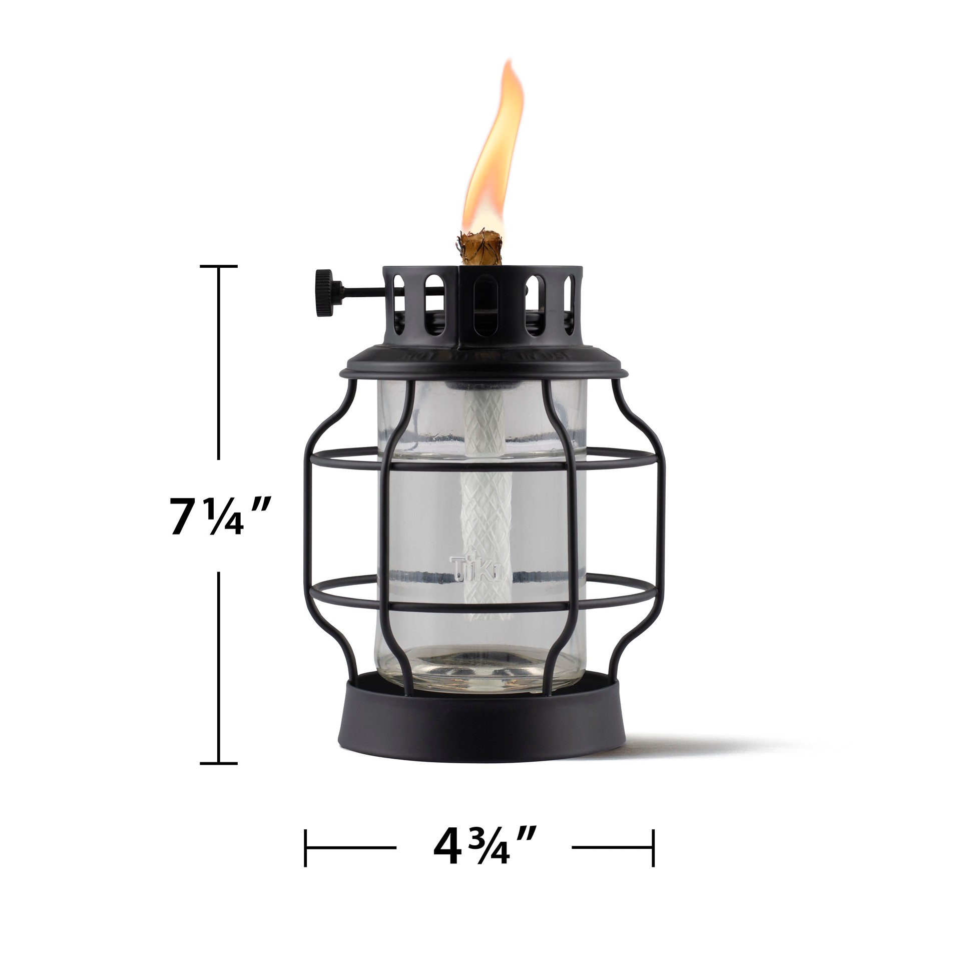 slide 3 of 6, TIKI 5.75 Inches Black Metal with Glass Glass Citronella Tabletop torch, 1 ct
