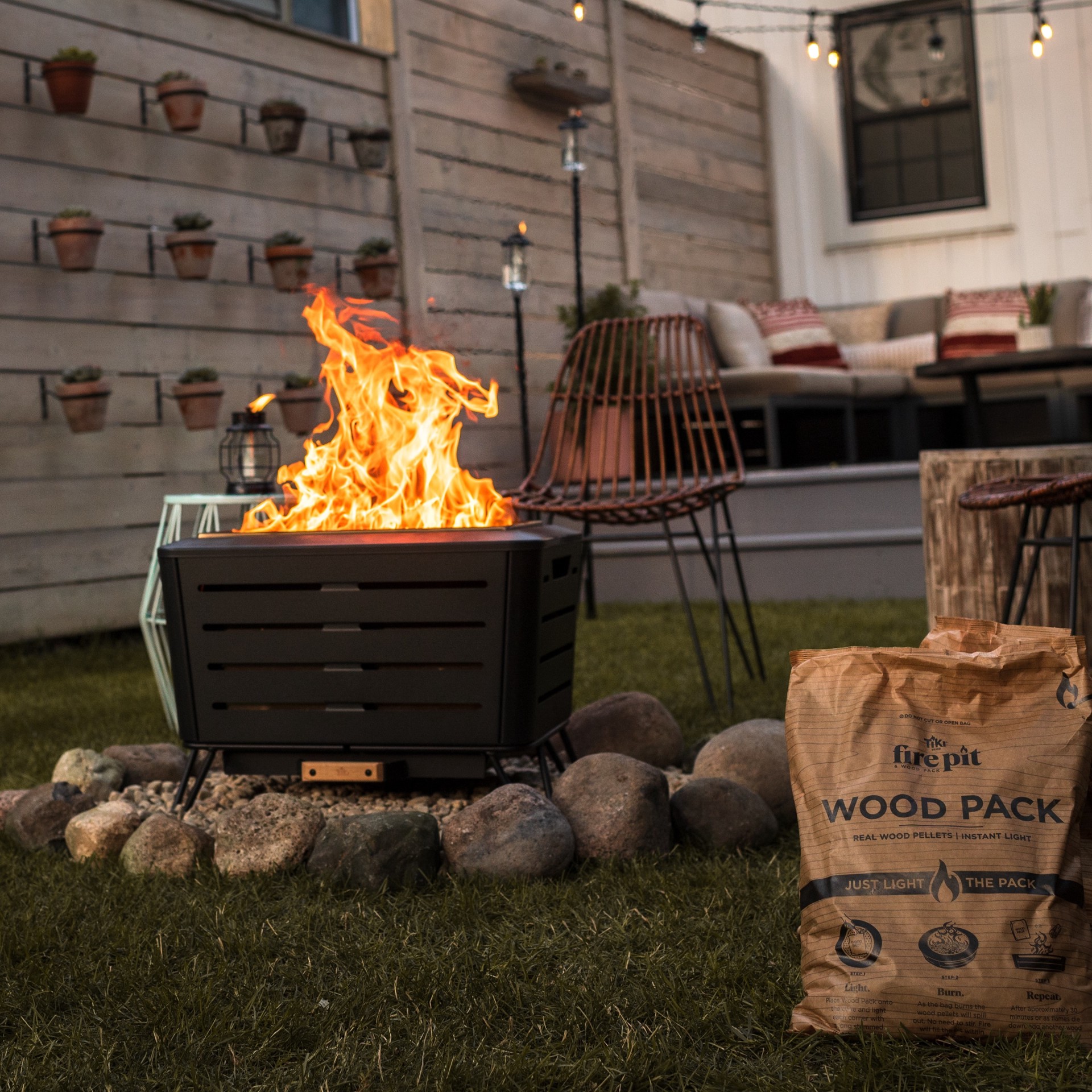 slide 5 of 6, TIKI 5.75 Inches Black Metal with Glass Glass Citronella Tabletop torch, 1 ct