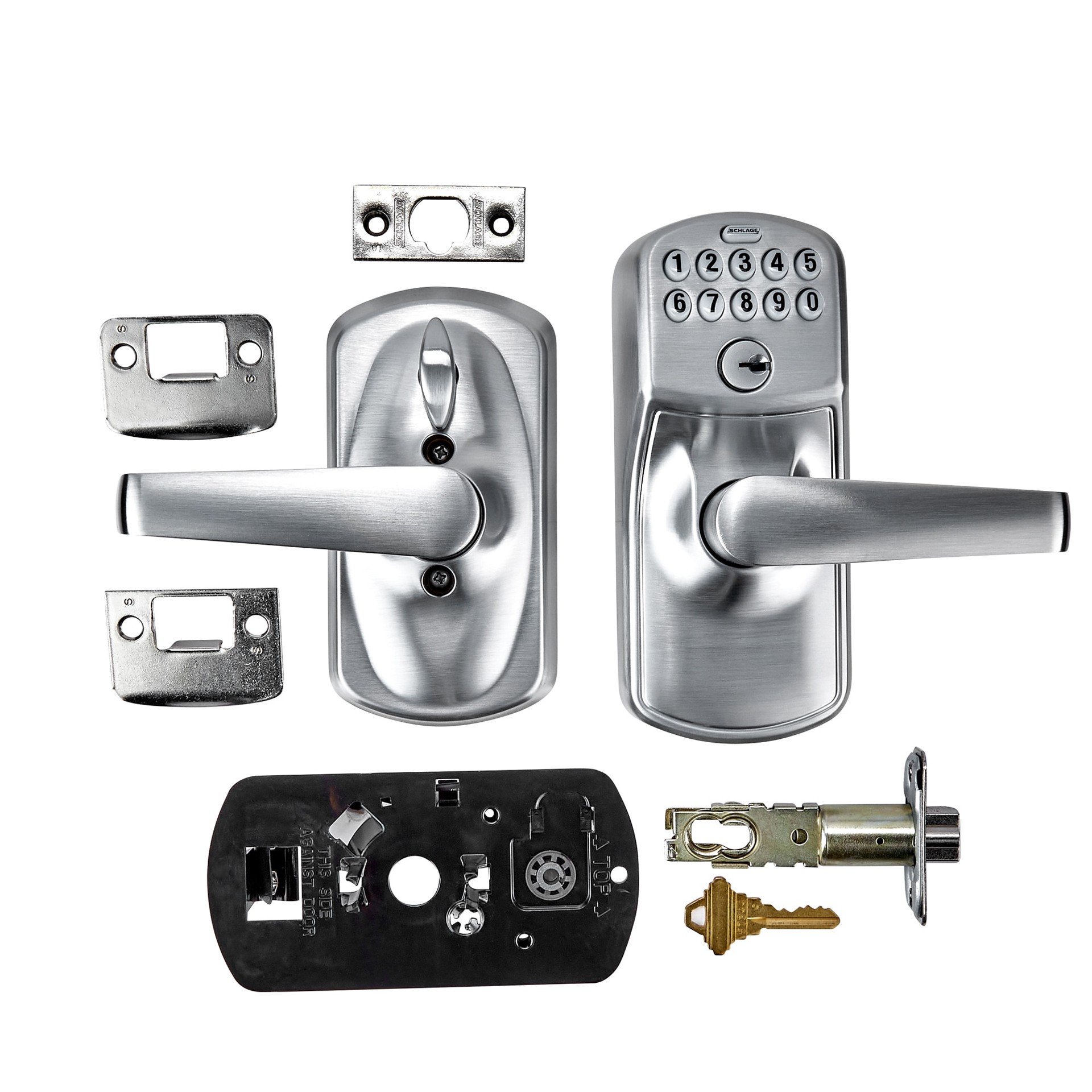 slide 3 of 6, Schlage Plymouth Satin Chrome Keypad Electronic Handle Lock, 1 ct