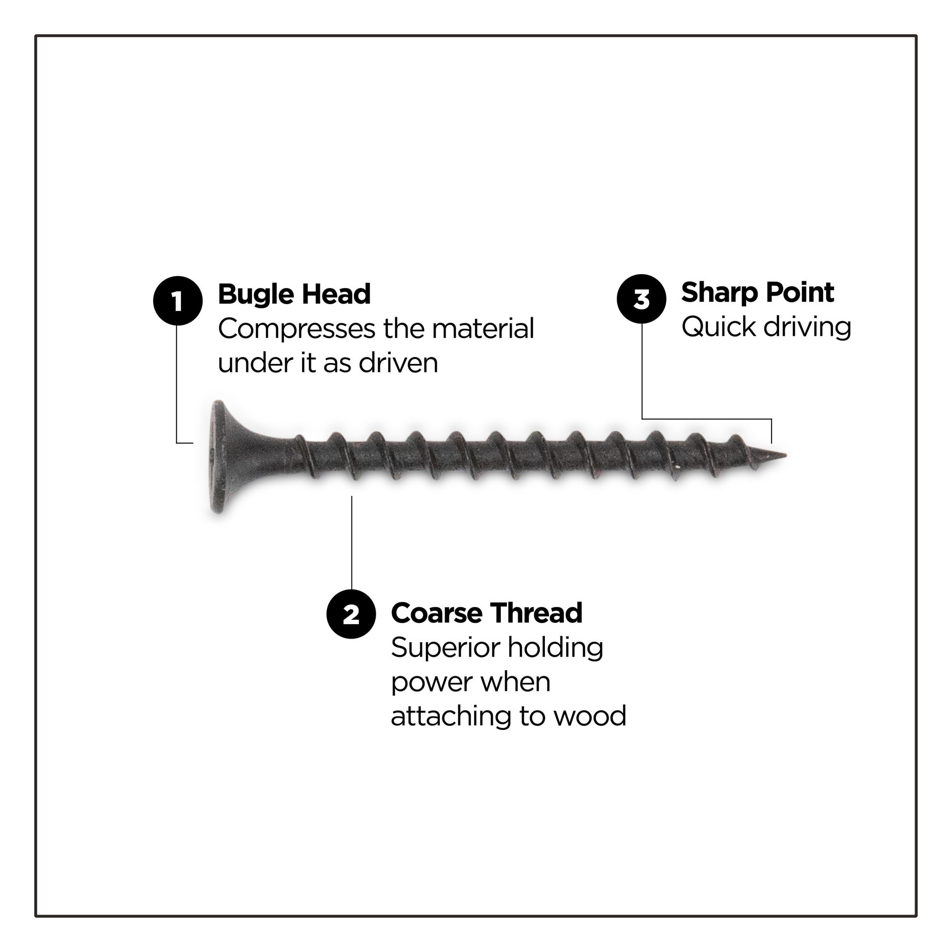 slide 3 of 6, PRO-FIT #6 x 1-5/8-in Bugle Coarse Thread Drywall Screws 5-lb ( 1110 -Pack ), 1 ct