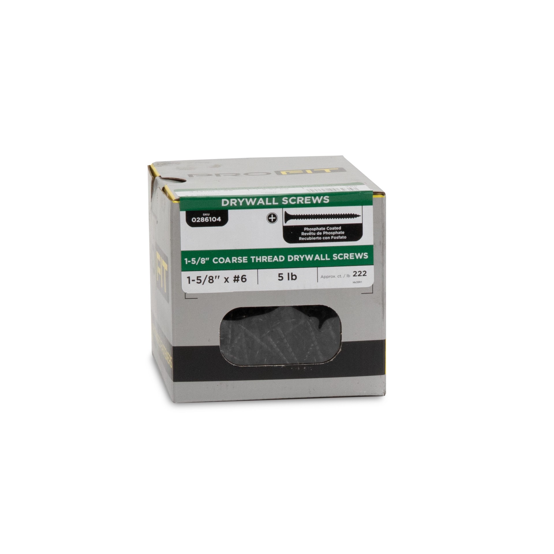 slide 1 of 6, PRO-FIT #6 x 1-5/8-in Bugle Coarse Thread Drywall Screws 5-lb ( 1110 -Pack ), 1 ct