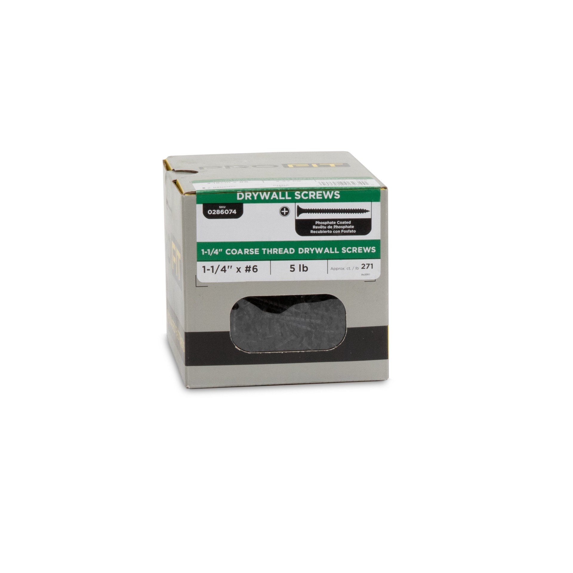 slide 1 of 6, PRO-FIT #6 x 1-1/4-in Bugle Coarse Thread Drywall Screws 5-lb ( 1355 -Pack ), 1 ct