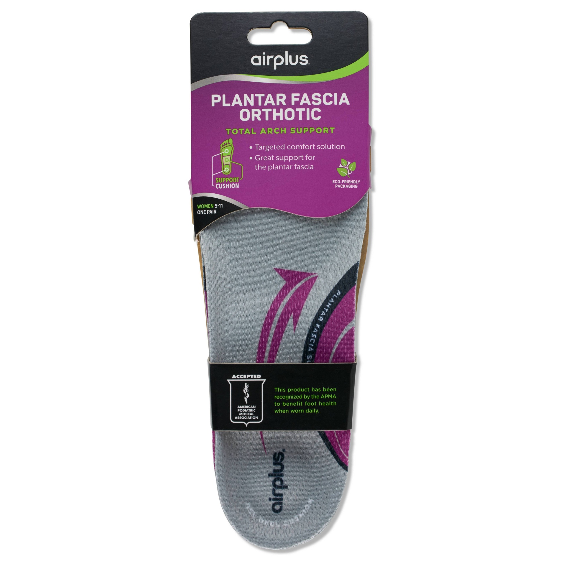 slide 1 of 6, Airplus Plantar Fascia Orthotic Insole For Women, 1 ct