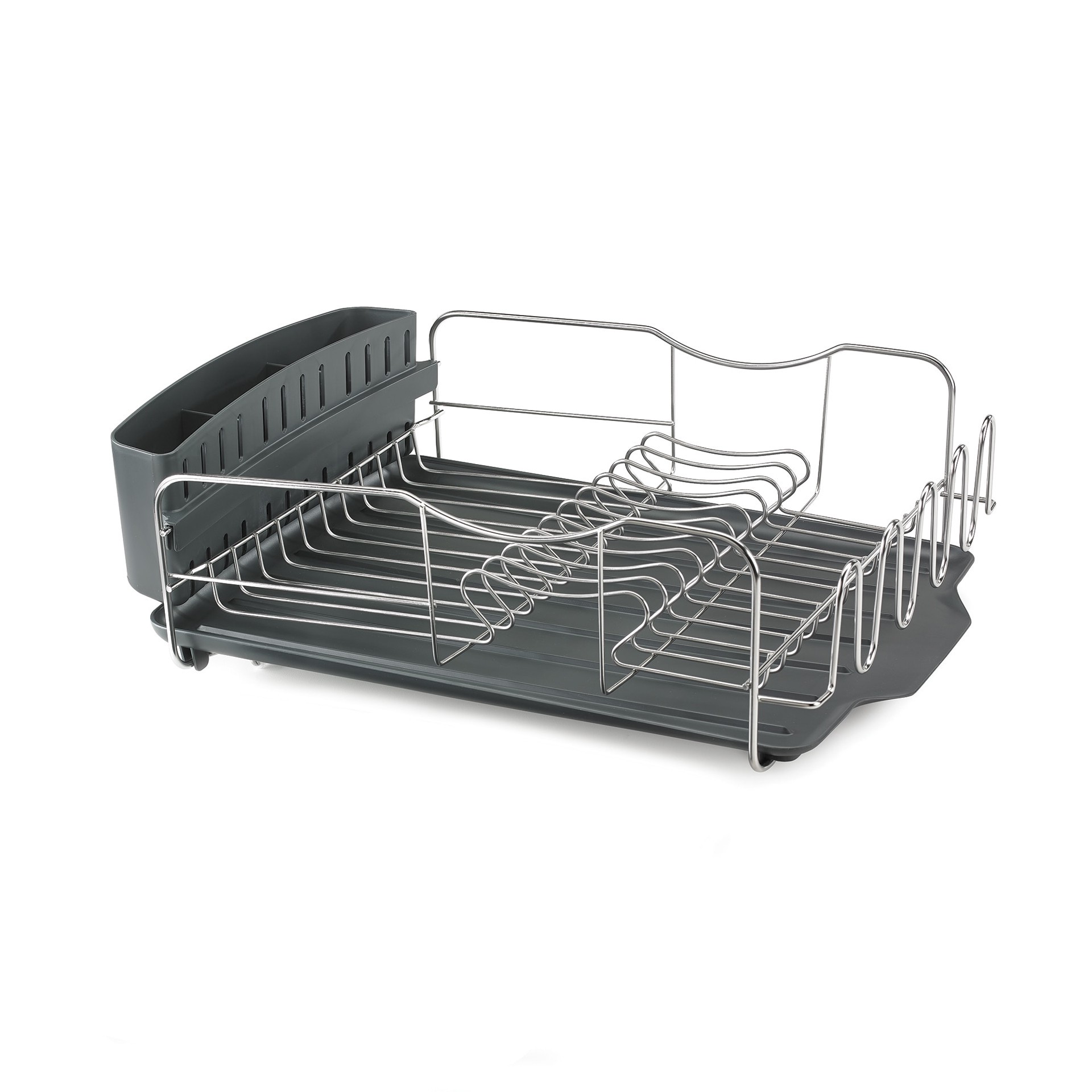 slide 1 of 3, Style Selections Style Selections 14-in W x 19.8-in L x 6.9-in H Stainless steel Dish rack, 1 ct
