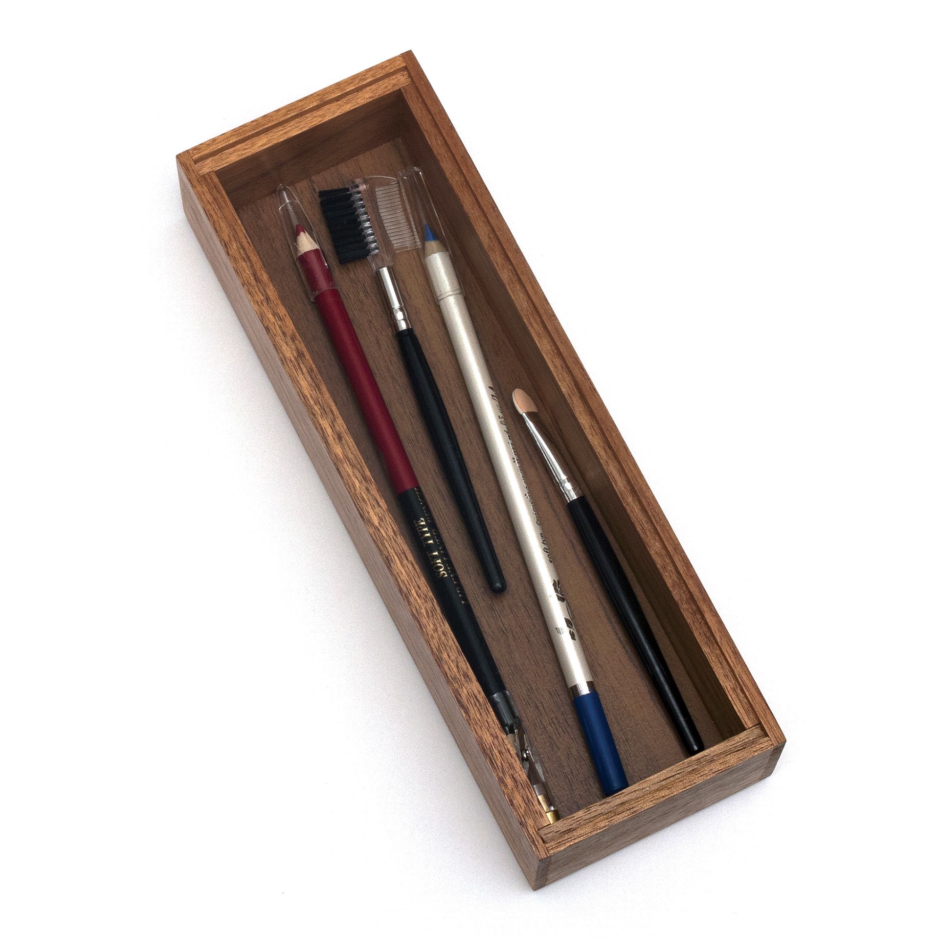 slide 4 of 6, allen + roth 9-in x 3-in Brown Acacia Wood Stackable Drawer Organizer, 1 ct