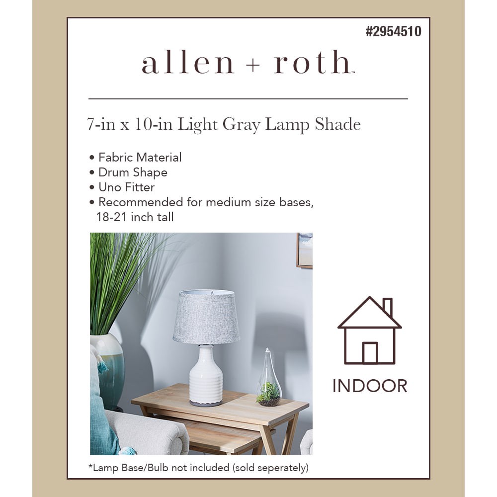 slide 5 of 6, allen + roth 7-in x 10-in Light gray Fabric Drum Lamp Shade, 1 ct