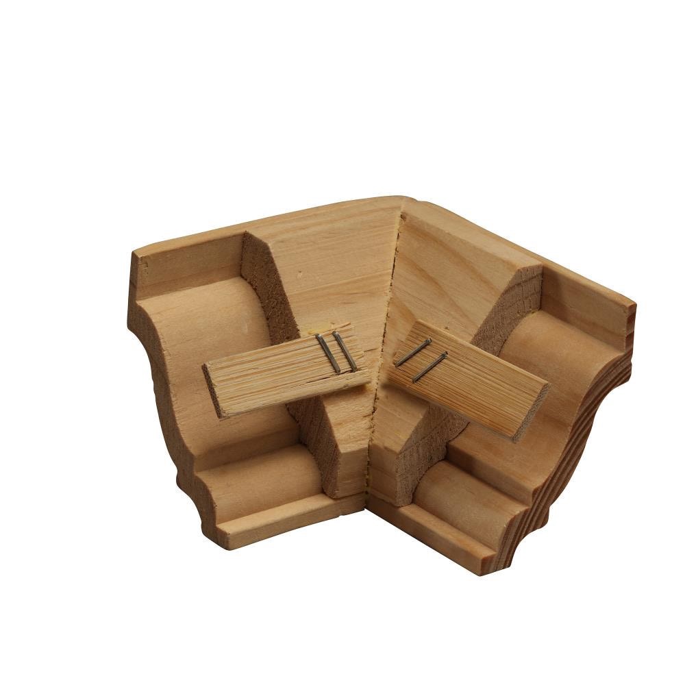 slide 2 of 5, RELIABILT SlideFit 2-5/8-in x 3-1/2-in Interior Unfinished Colonial 53 Outside corner Crown Moulding Block, 1 ct