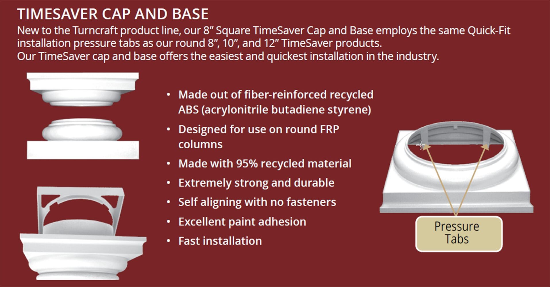 slide 3 of 6, Turncraft TImeSaver 8-in ABS Column Cap and Base Kit, 1 ct
