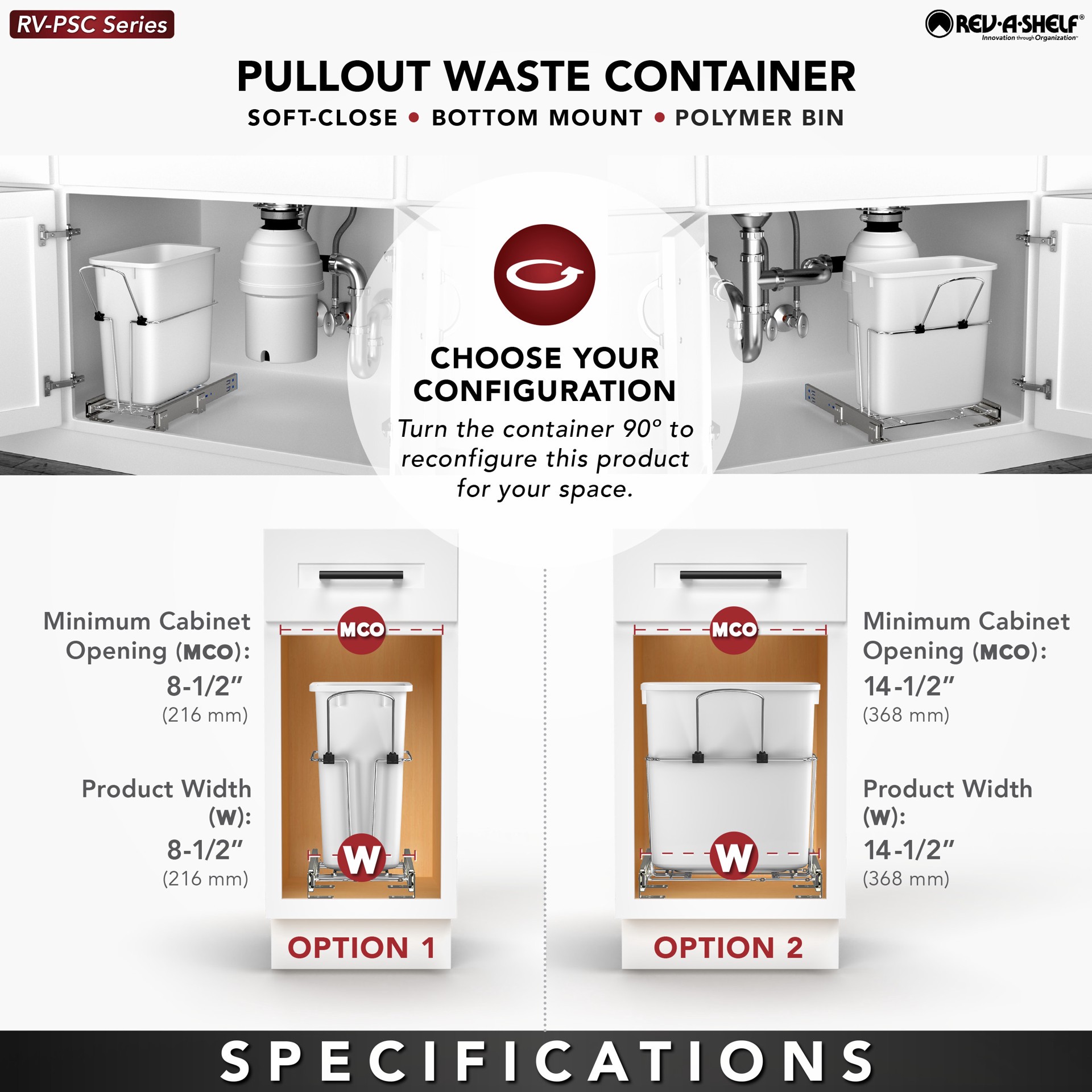 slide 3 of 6, Rev-A-Shelf 20.0-Quart Soft Close 1 Pull-out trash can, 1 ct