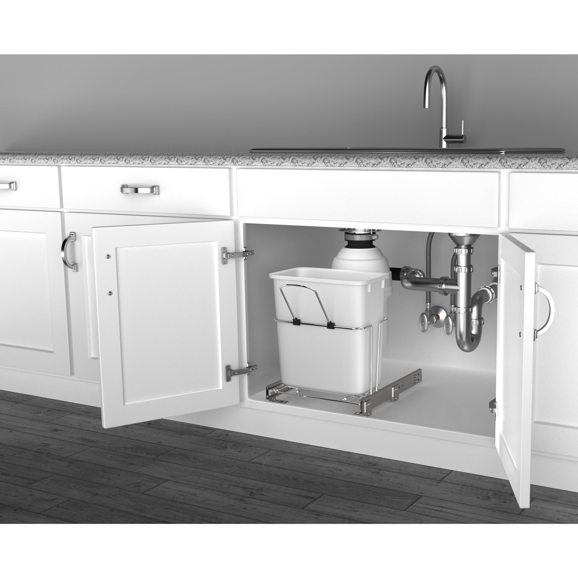 slide 4 of 6, Rev-A-Shelf 20.0-Quart Soft Close 1 Pull-out trash can, 1 ct