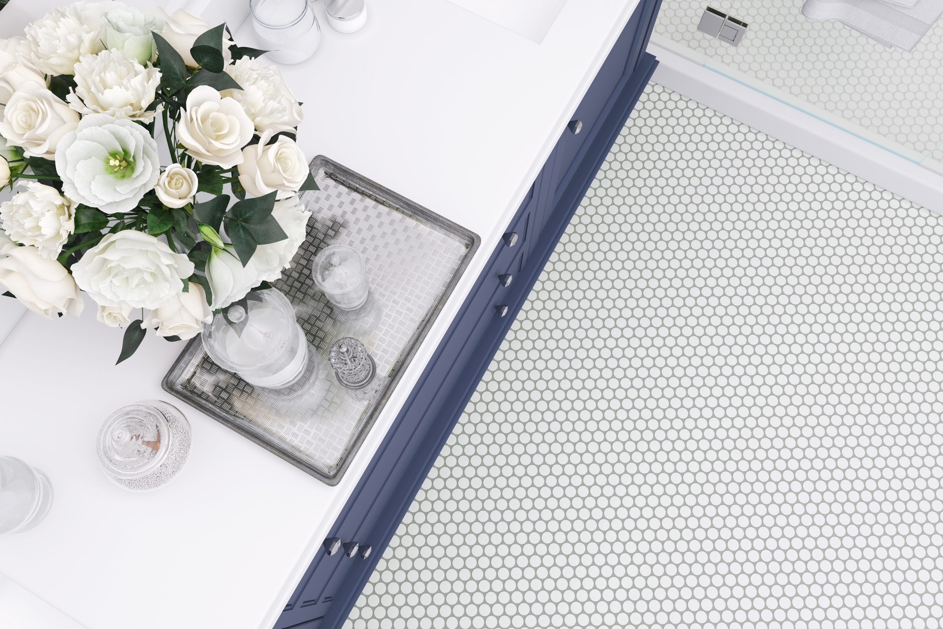 slide 2 of 6, Satori Hudson Mist 12-in x 12-in Matte Porcelain Penny round Mosaic Wall Tile ( 0.9-sq ft Piece ), 1 ct