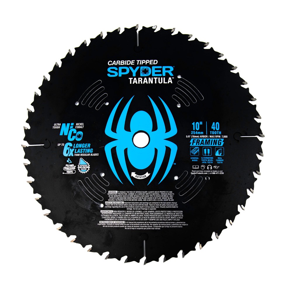 slide 1 of 6, Spyder Framing 10-in 40-Tooth Rough Finish Tungsten Carbide-tipped Steel Miter/Table Saw Blade, 1 ct