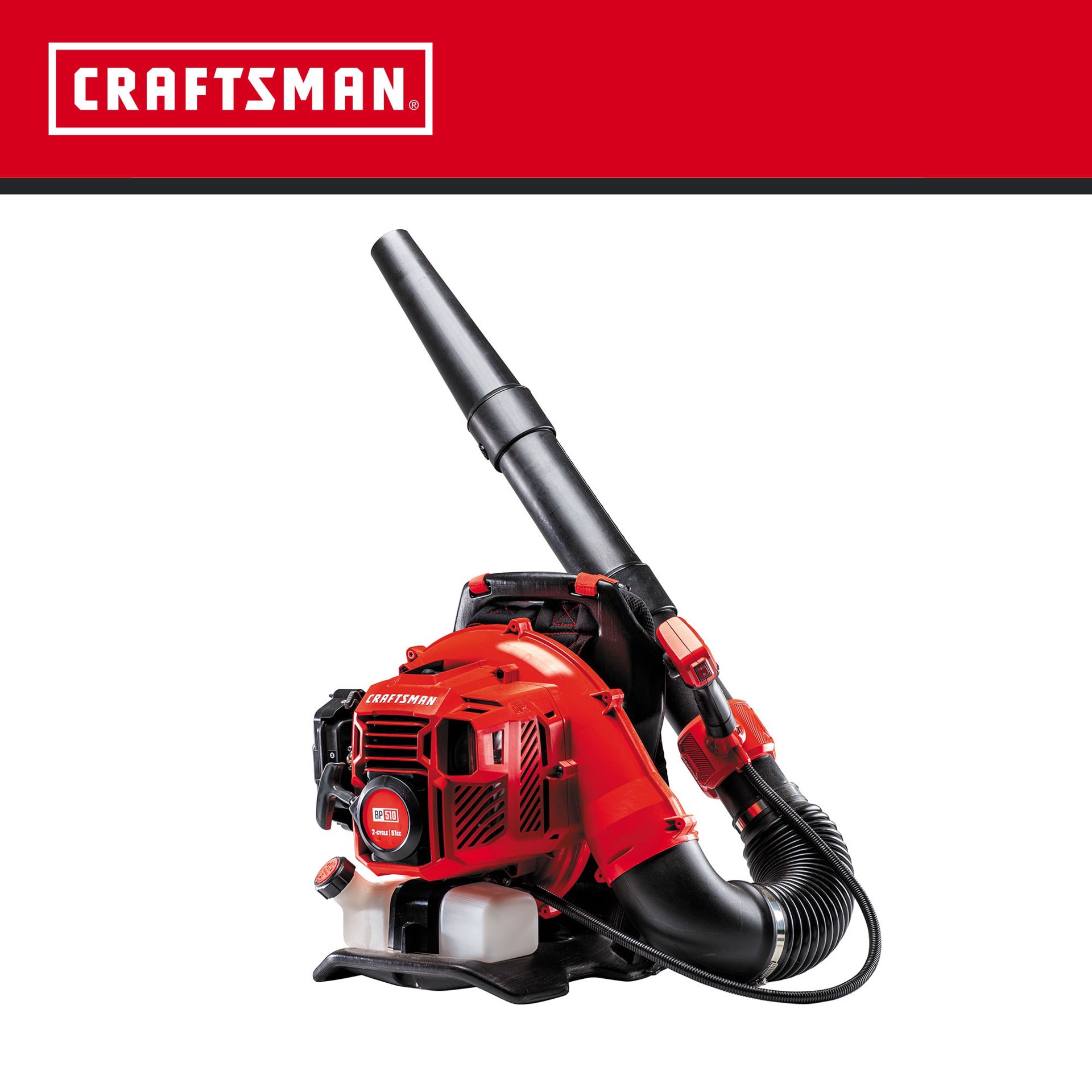 slide 3 of 6, CRAFTSMAN BP510 51-cc 2-cycle 600-CFM 220-MPH Gas Backpack Leaf Blower, 1 ct