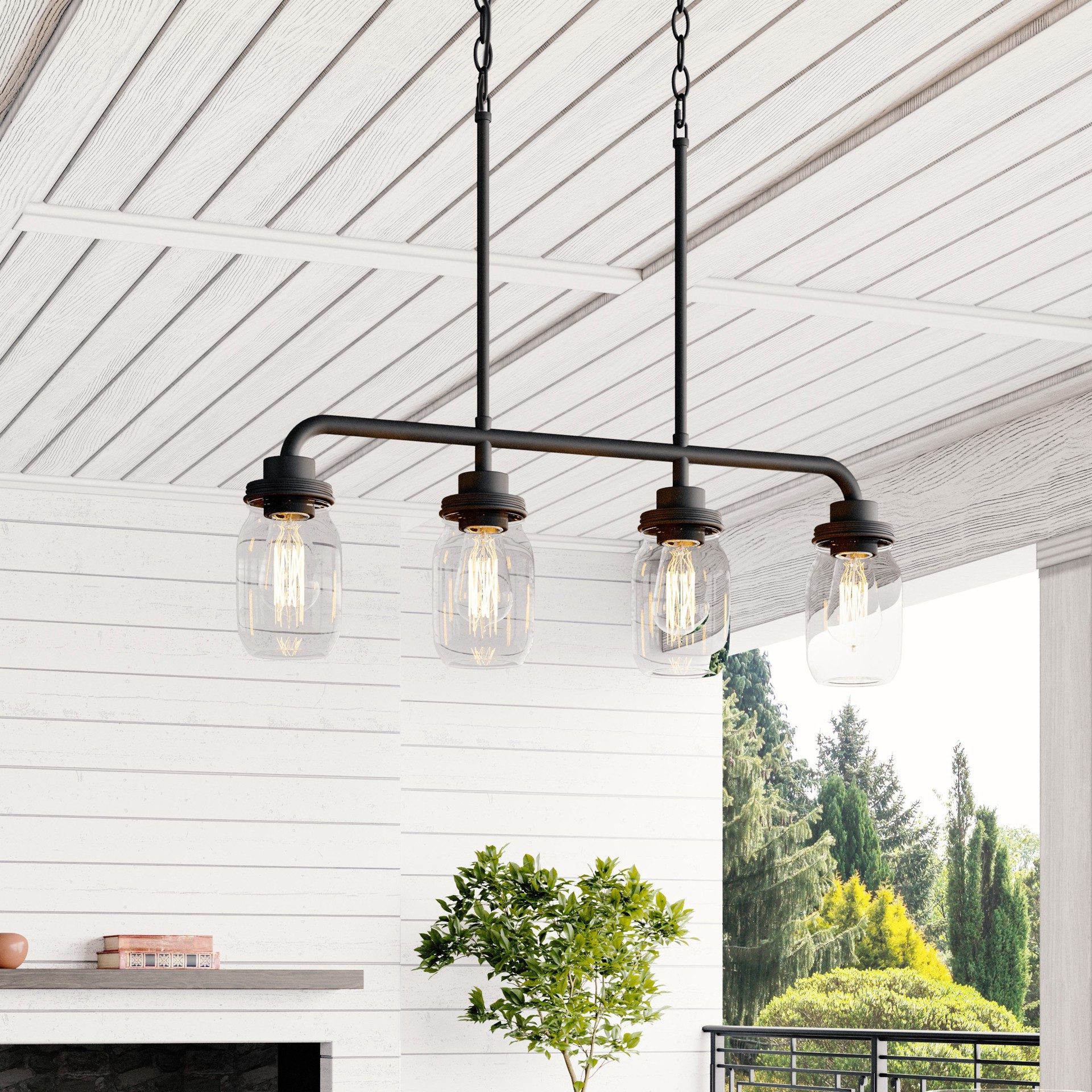 slide 1 of 6, Quoizel Jana 4 -Light Matte Black Transitional For Use in Bathrooms, Bedrooms, Dining Rooms, Foyers, Kitchens, Living Rooms Chandelier, 1 ct