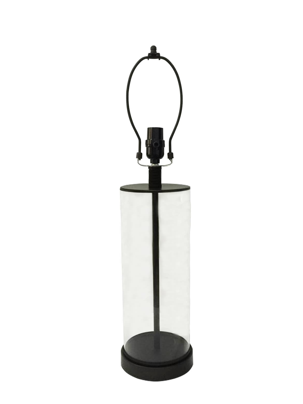 slide 1 of 2, allen + roth Vestel 25-in Matte Black/Clear Glass Plug-in 3-way Glass Lamp Base, 1 ct