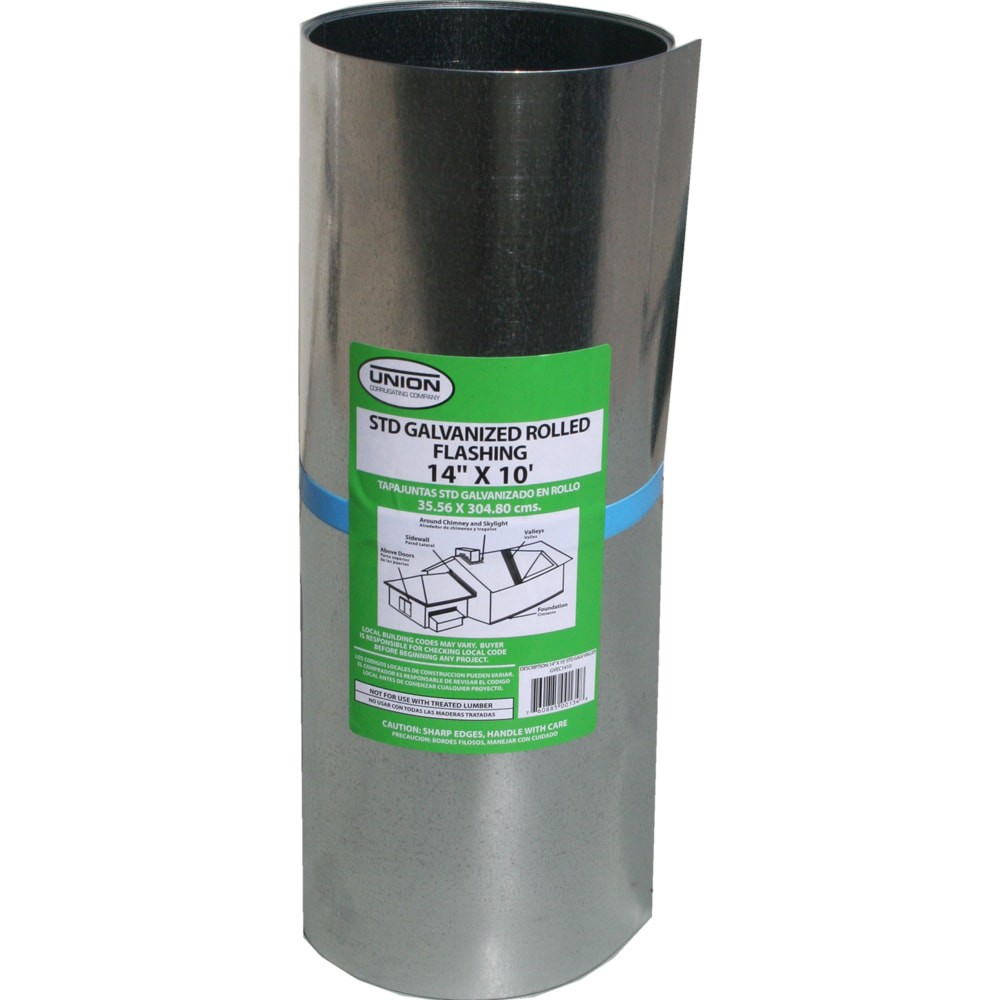 slide 1 of 3, Union Corrugating 14-in x 10-ft Silver Galvanized steel Roll flashing, 1 ct