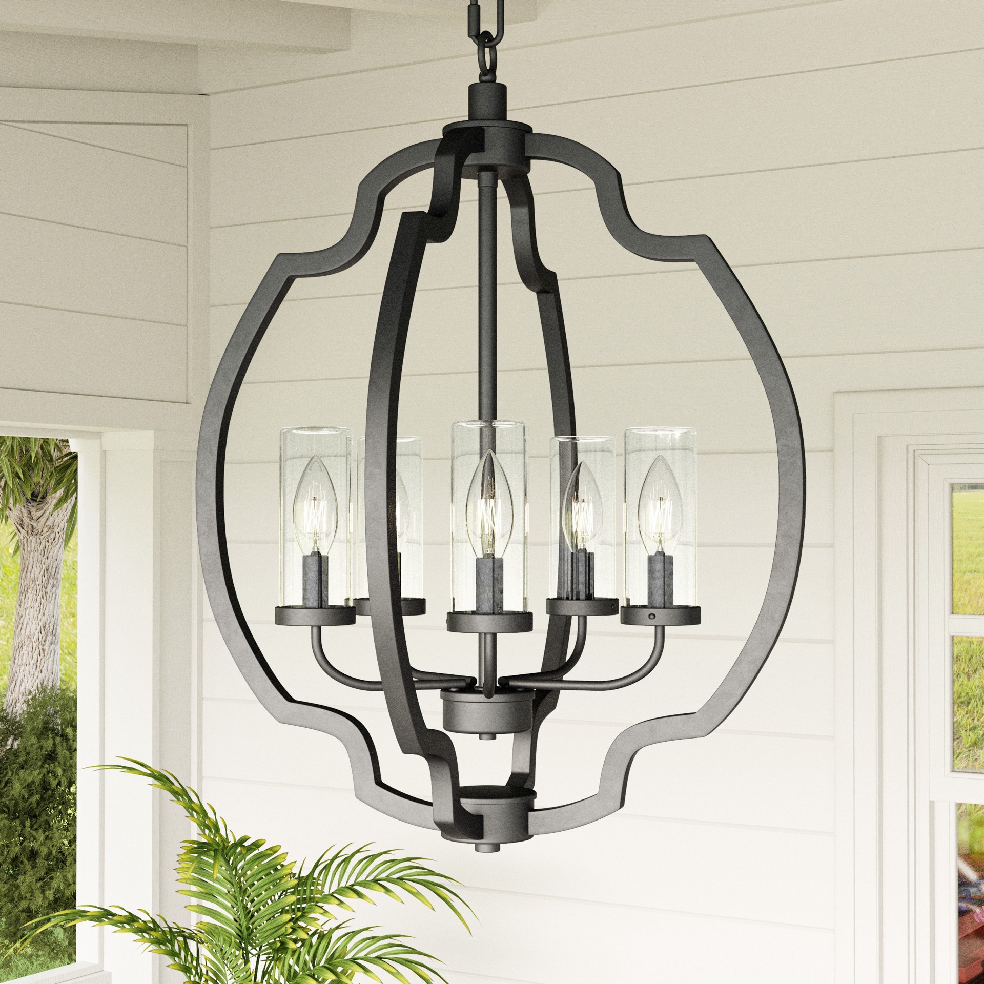 slide 1 of 6, Quoizel Castleton 5 -Light Matte Black Transitional For Use in Bathrooms, Bedrooms, Dining Rooms, Foyers, Kitchens, Living Rooms Chandelier, 1 ct