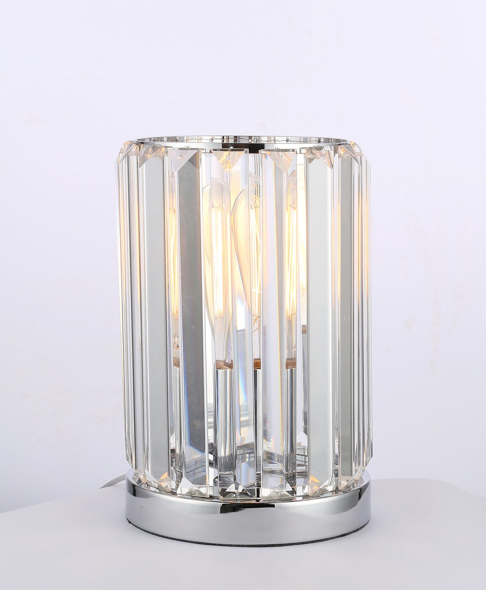 slide 2 of 6, allen + roth Clovis 9-in Chrome Touch Uplight Table Lamp with Glass Shade, 1 ct