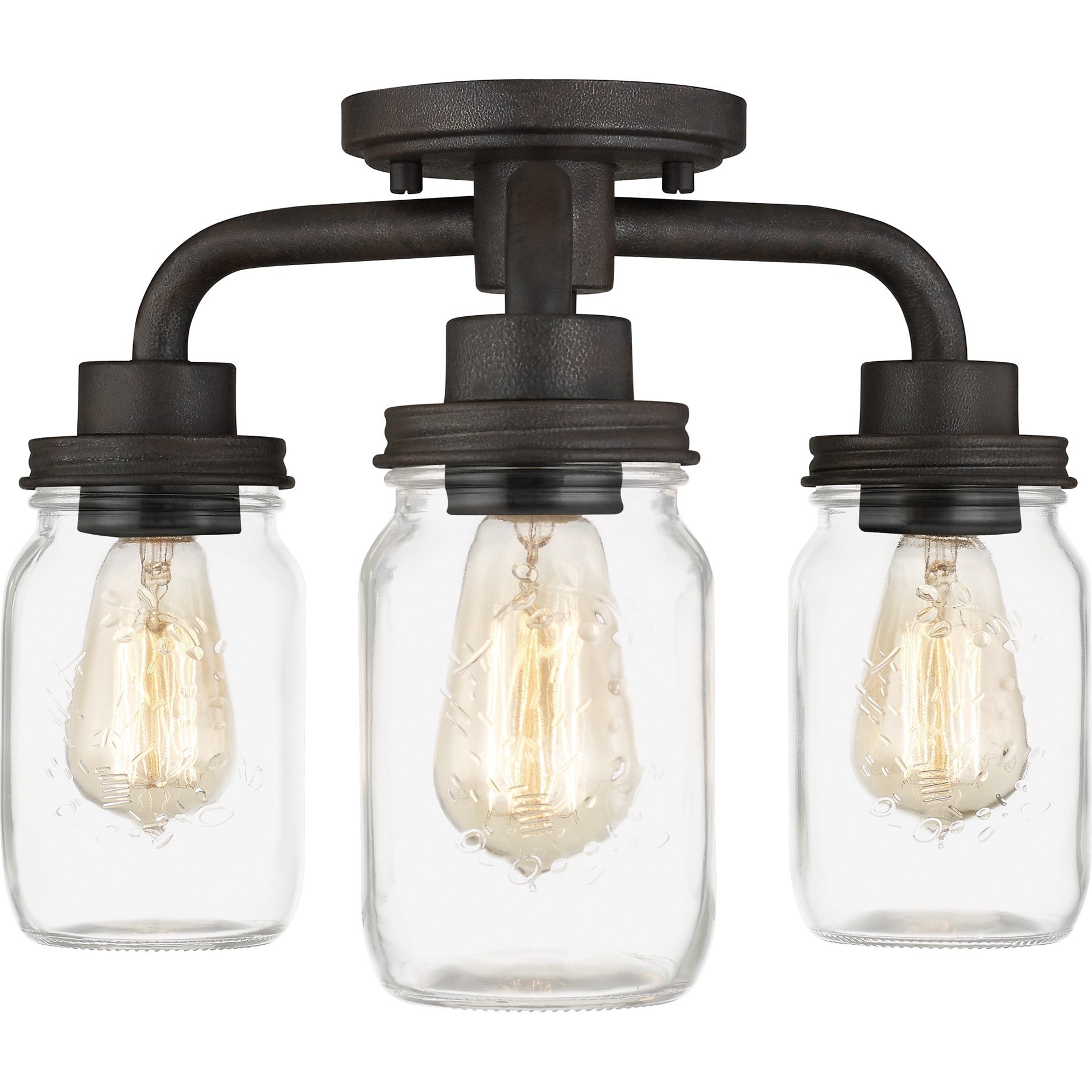 slide 2 of 6, Quoizel Jana 3 -Light 16-in Matte Black Indoor/Outdoor Semi Flush Mount Light, 1 ct