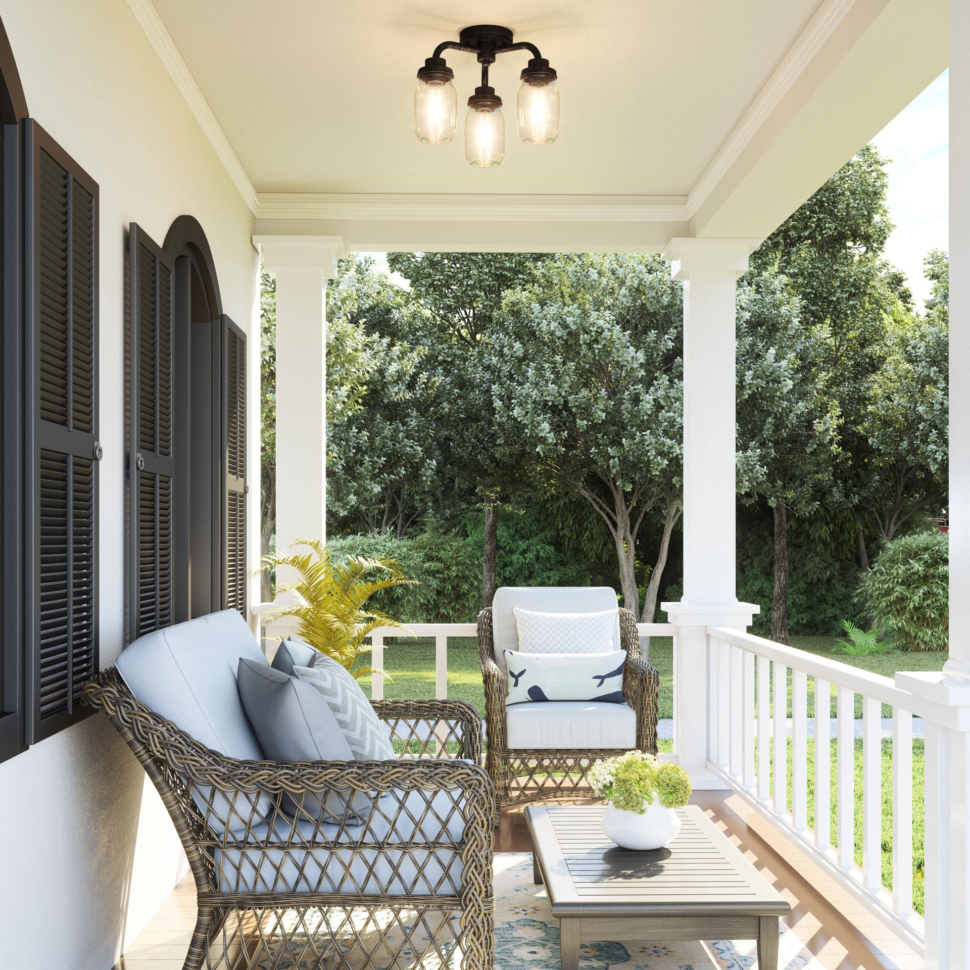 slide 4 of 6, Quoizel Jana 3 -Light 16-in Matte Black Indoor/Outdoor Semi Flush Mount Light, 1 ct