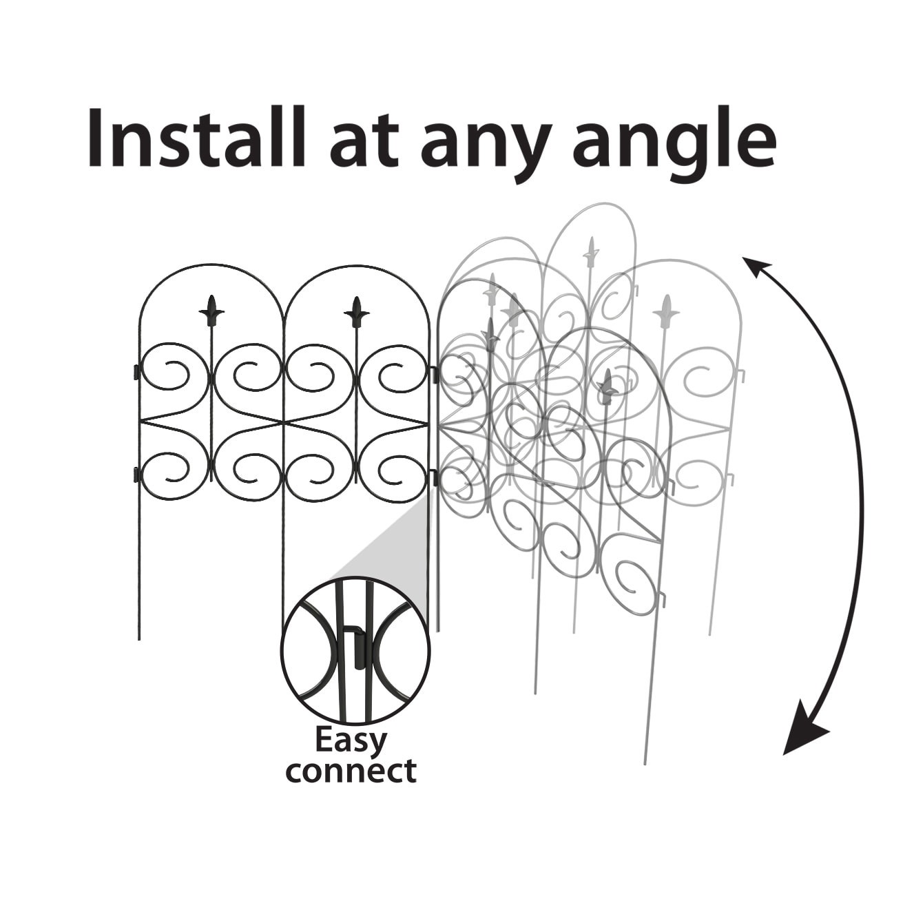 slide 4 of 6, GARDEN CRAFT 0.31-in x 24-in x 32-in Black Metal Steel Border fencing, 1 ct