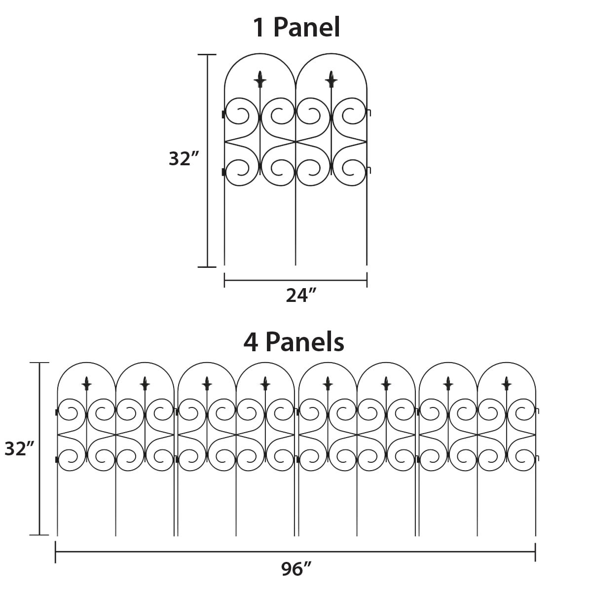 slide 6 of 6, GARDEN CRAFT 0.31-in x 24-in x 32-in Black Metal Steel Border fencing, 1 ct
