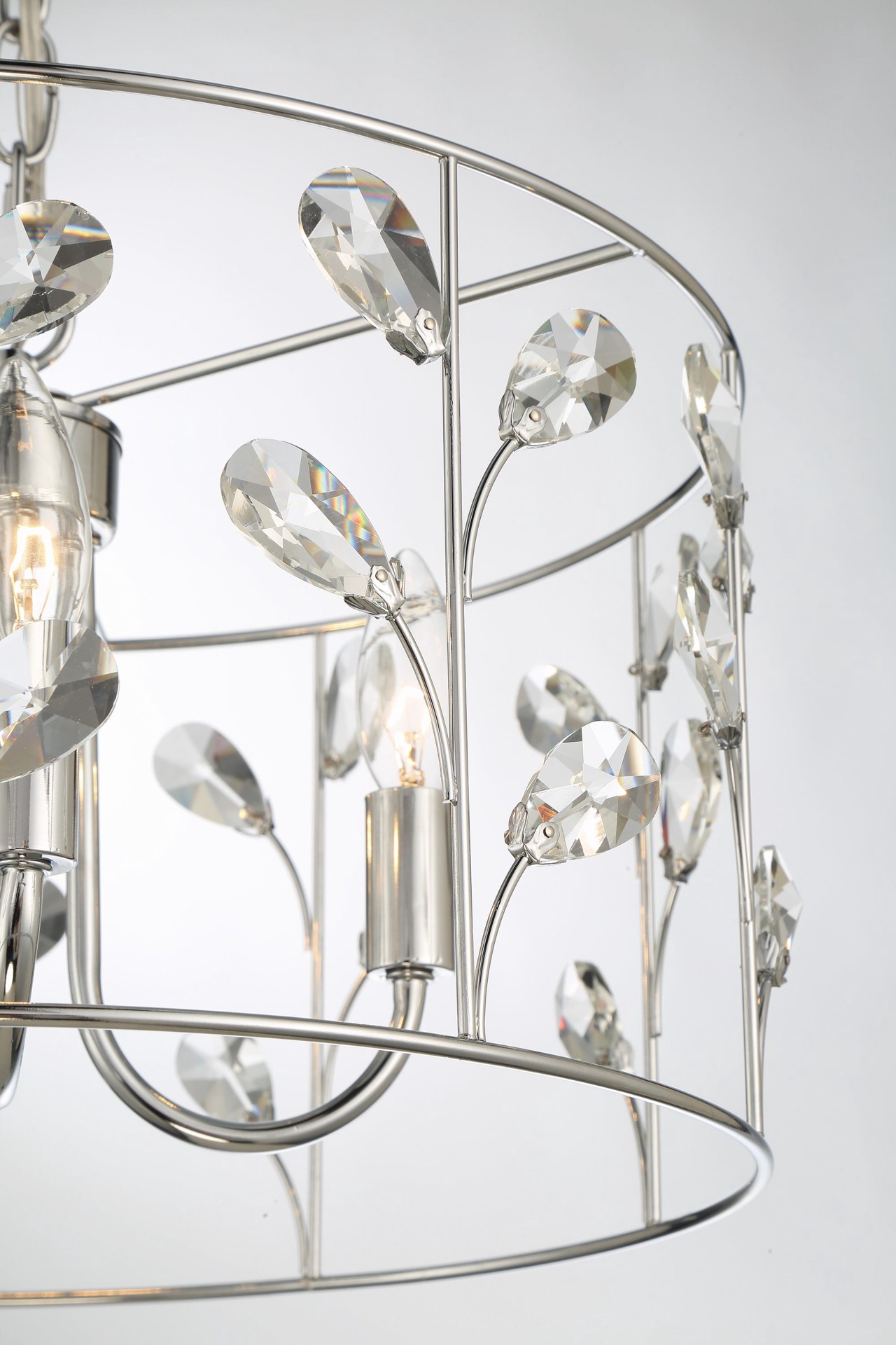 slide 6 of 6, allen + roth Florian 4 -Light Chrome Glam Drum Medium Hanging Pendant light, 1 ct