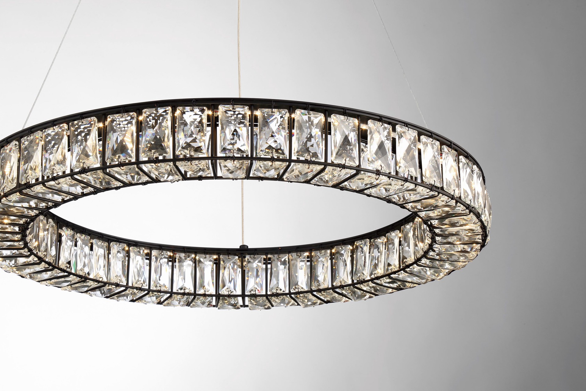 slide 3 of 6, allen + roth Aurelis Matte Black Modern/contemporary Integrated LED Crystal For Use in Bedrooms, Dining Rooms, Foyers, Kitchens, Living Rooms Chandelier, 1 ct