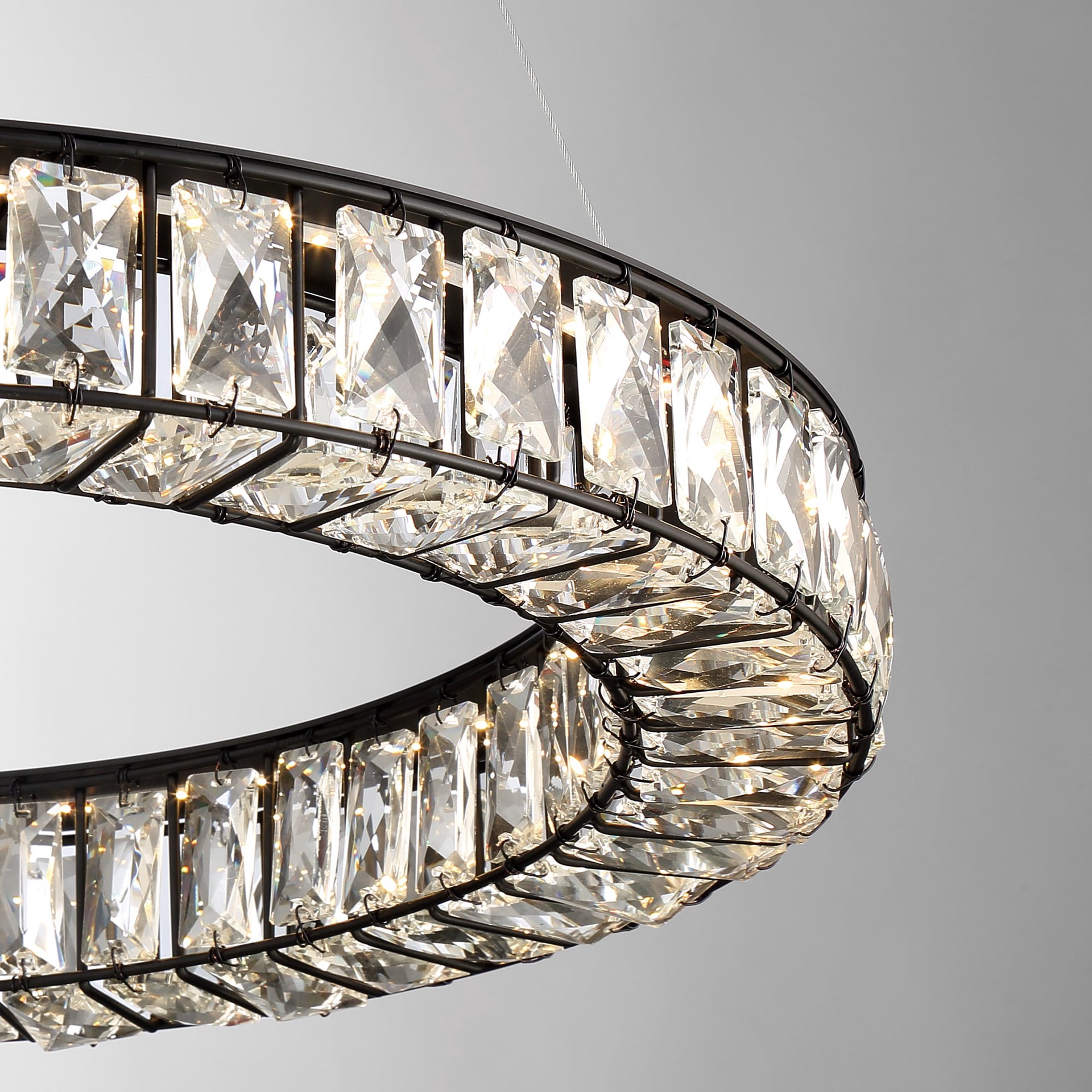 slide 6 of 6, allen + roth Aurelis Matte Black Modern/contemporary Integrated LED Crystal For Use in Bedrooms, Dining Rooms, Foyers, Kitchens, Living Rooms Chandelier, 1 ct