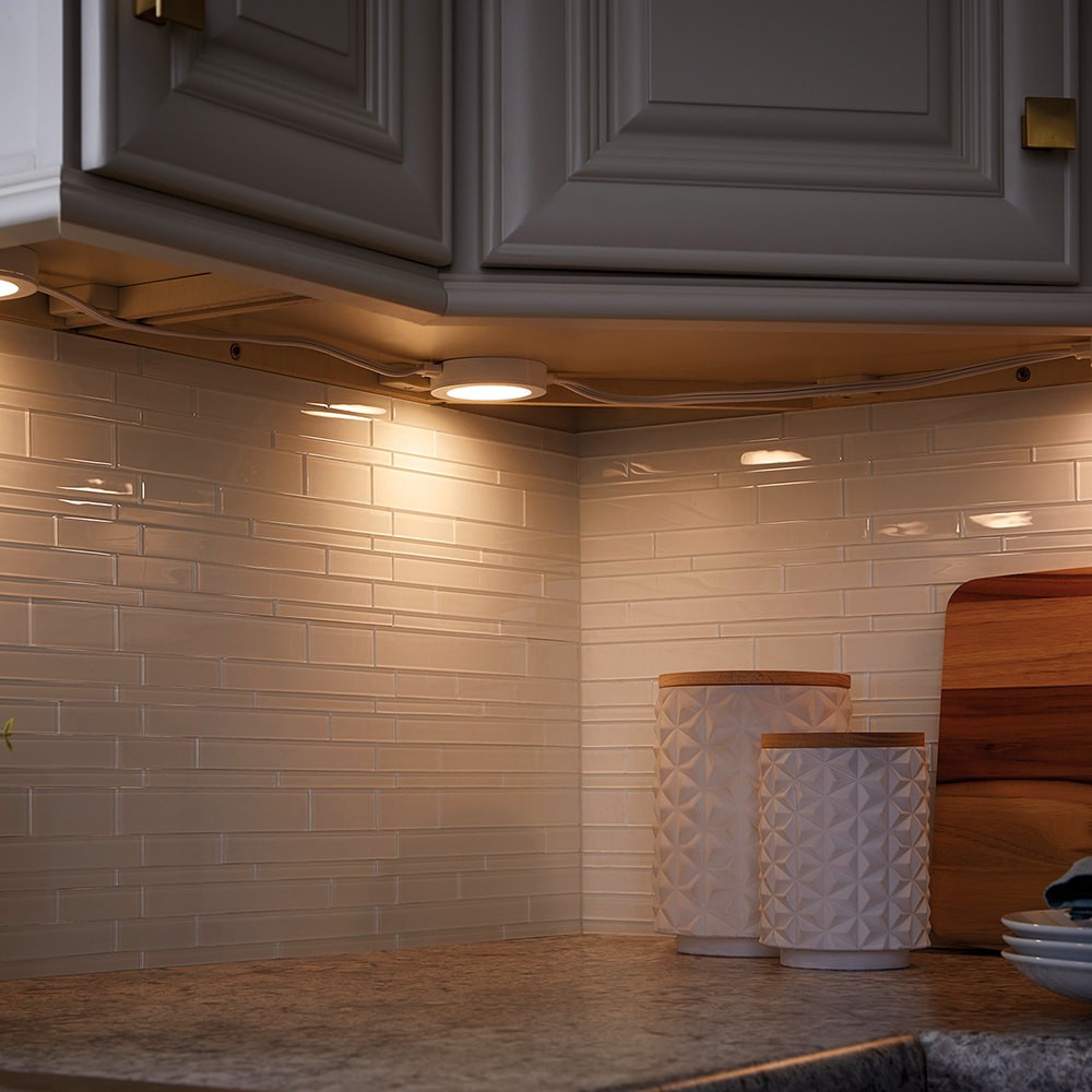 slide 5 of 6, Utilitech 3-pack Warm White Plug LED Puck Light, 1 ct