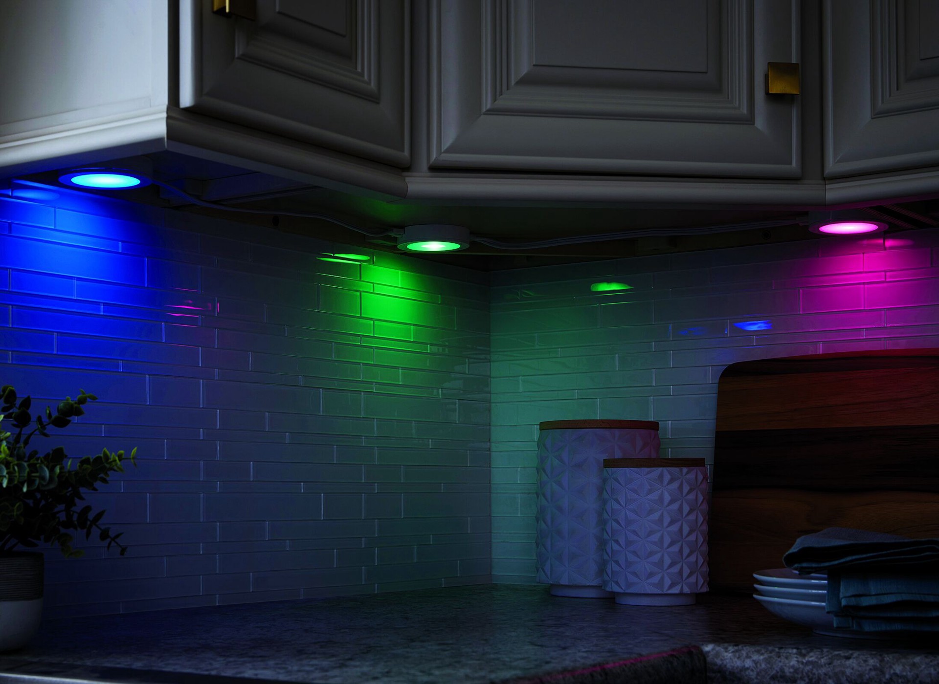 slide 1 of 6, Utilitech 3-pack Warm White Plug LED Puck Light, 1 ct