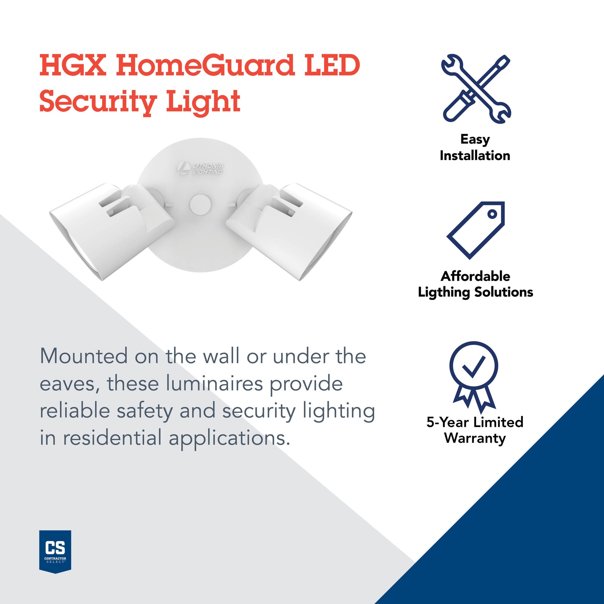 slide 2 of 6, Lithonia Lighting 150 -Watt EQ LED White 2 -Head Switch-Controlled Flood Light with Adjustable 2750, 1 ct