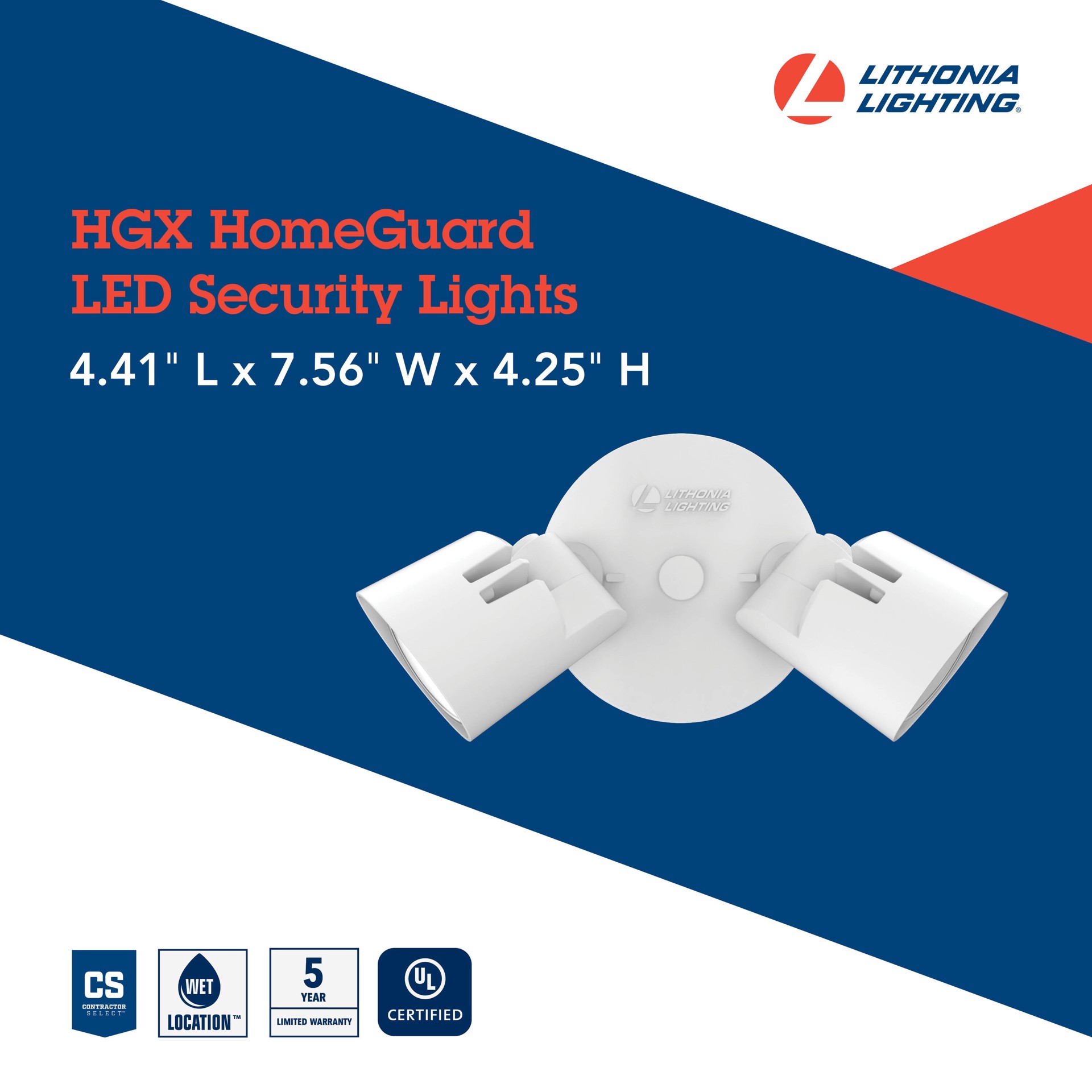 slide 4 of 6, Lithonia Lighting 150 -Watt EQ LED White 2 -Head Switch-Controlled Flood Light with Adjustable 2750, 1 ct