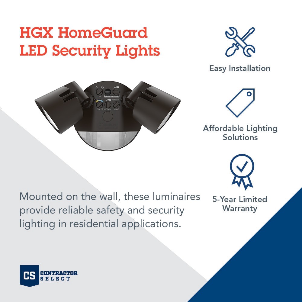slide 2 of 6, Lithonia Lighting 150 -Watt EQ Hardwired LED Dark bronze 2 -Head Dusk-to-Dawn Flood Light 2600 -Lumen, 1 ct