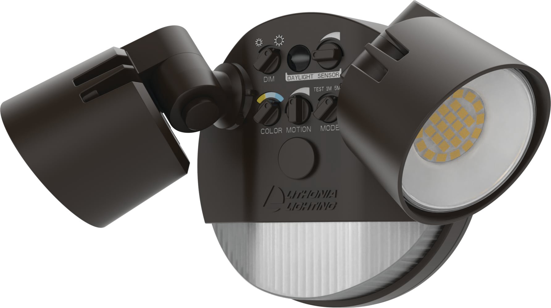 slide 6 of 6, Lithonia Lighting 150 -Watt EQ Hardwired LED Dark bronze 2 -Head Dusk-to-Dawn Flood Light 2600 -Lumen, 1 ct