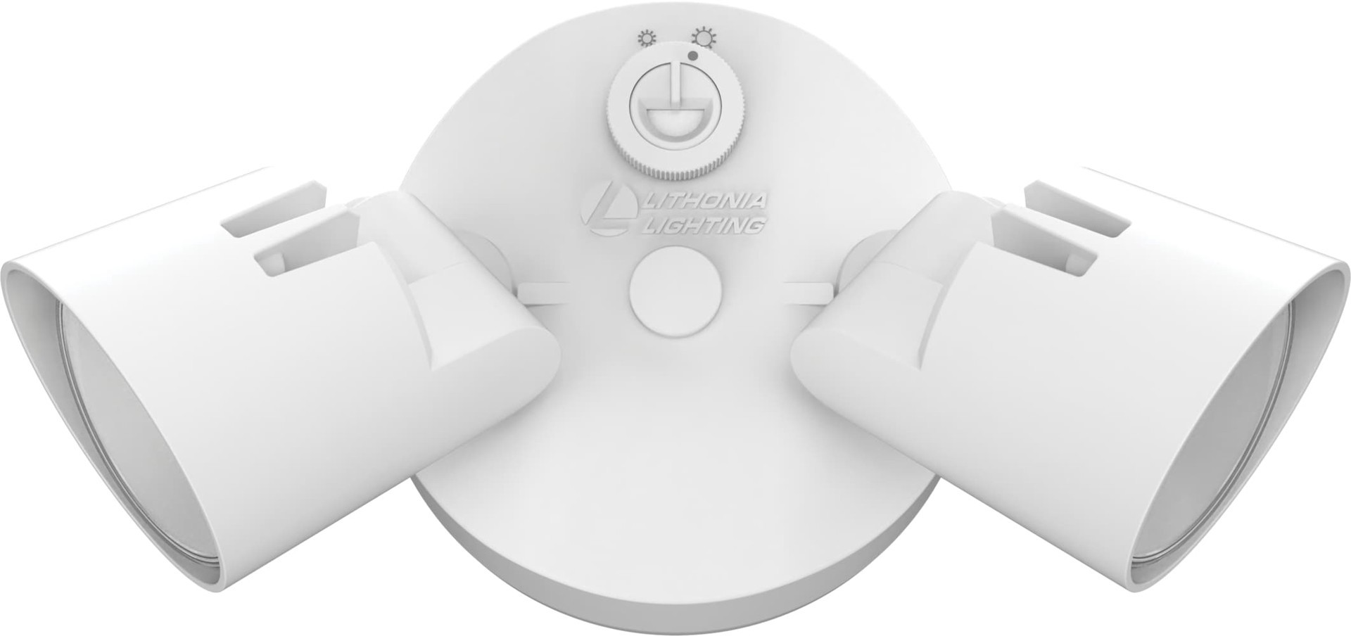 slide 6 of 6, Lithonia Lighting 150 -Watt EQ Hardwired LED White 2 -Head Dusk-to-Dawn Flood Light 2750 -Lumen, 1 ct