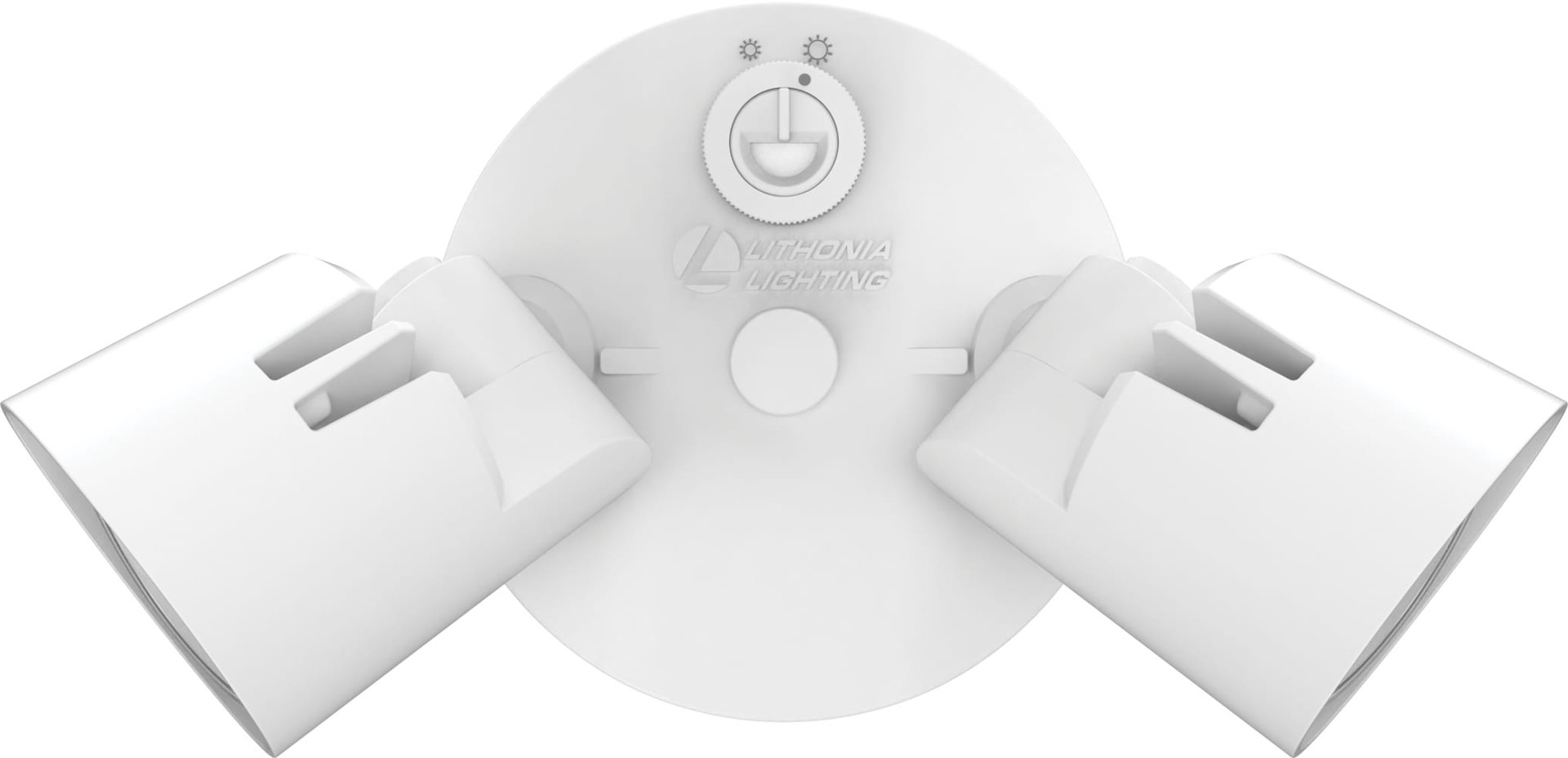 slide 5 of 6, Lithonia Lighting 150 -Watt EQ Hardwired LED White 2 -Head Dusk-to-Dawn Flood Light 2750 -Lumen, 1 ct